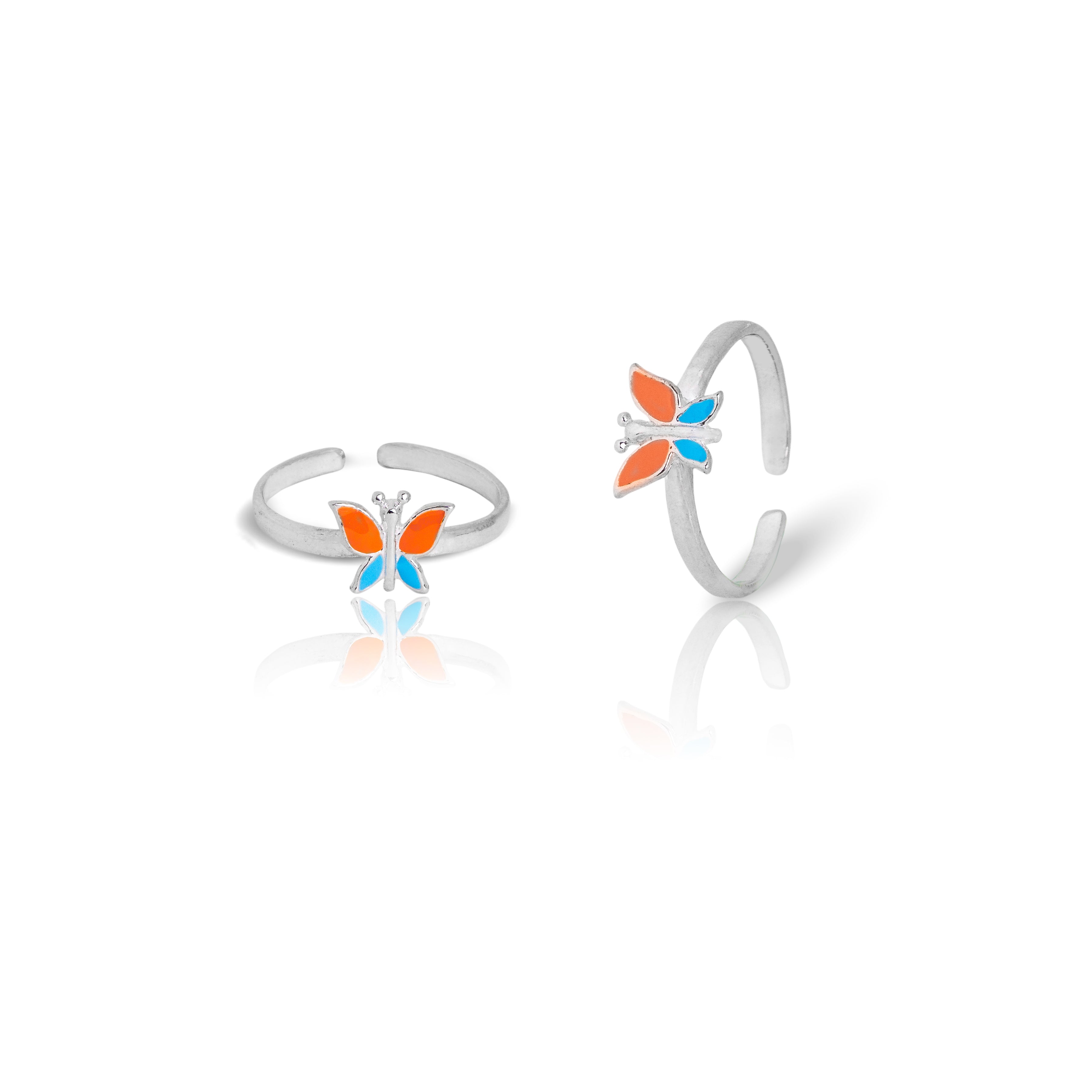 colourful butterfly toe ring