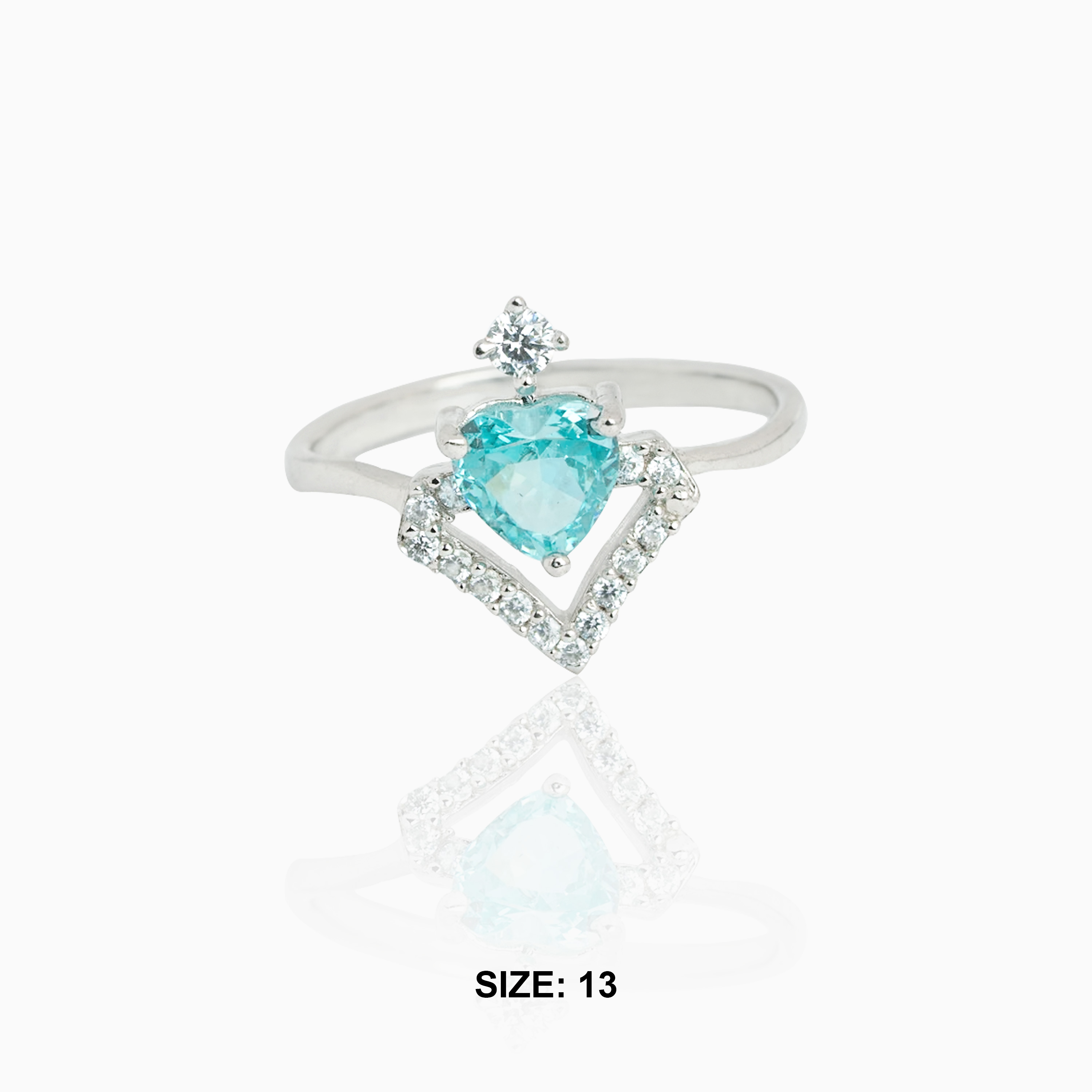 crown-shaped aqua stone ring