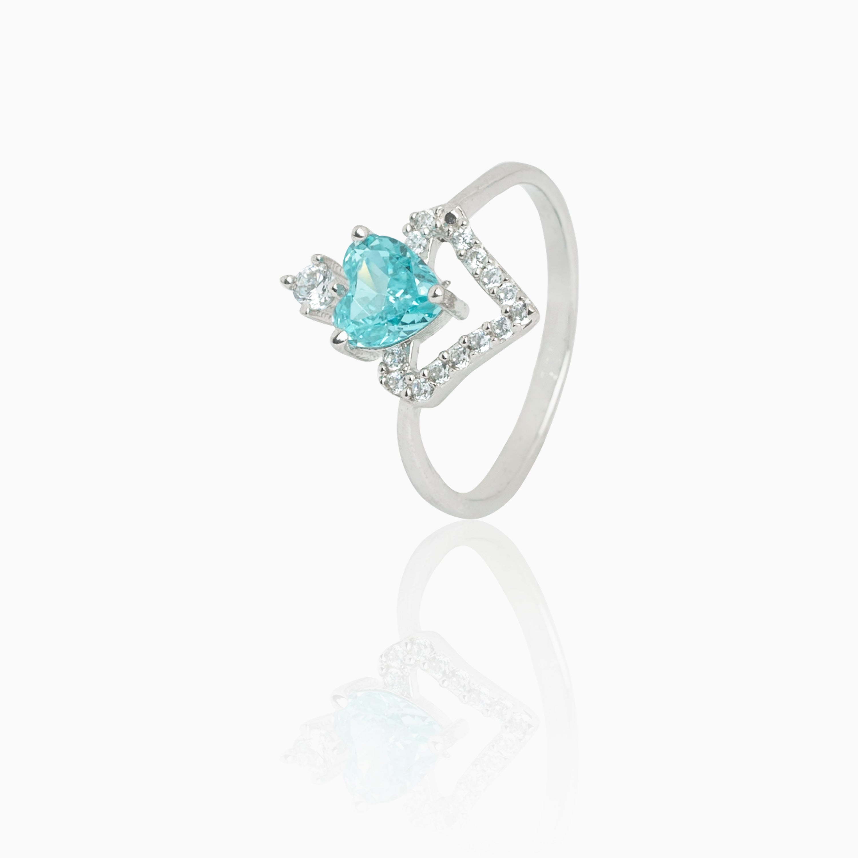 crown-shaped aqua stone silver ring