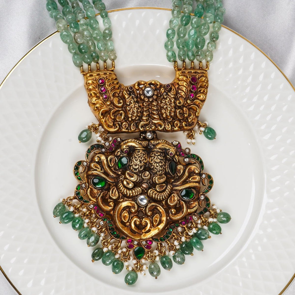 Deep Nagas Green Beads MalaiMalaiIshna