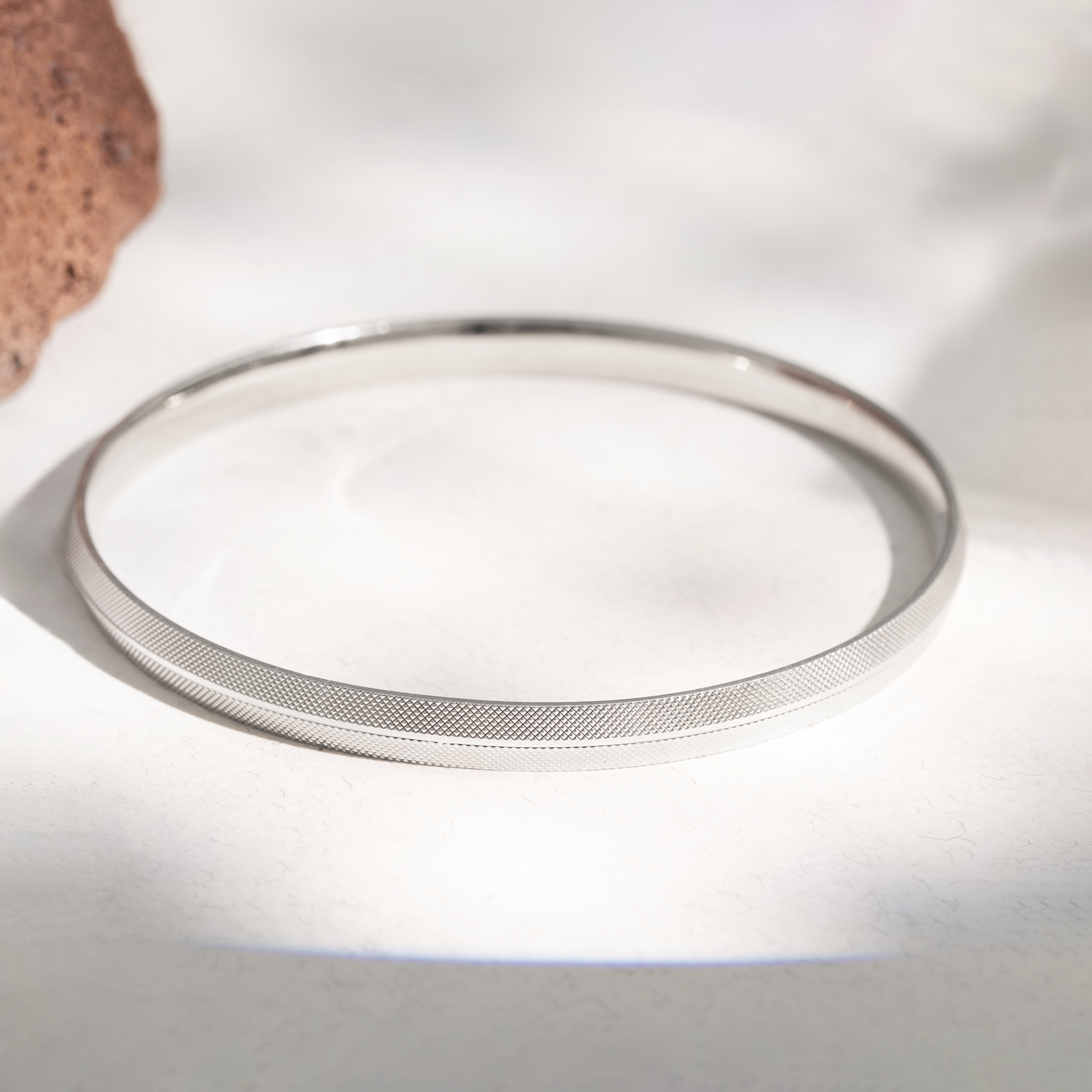 diamond cut silver kada bracelet