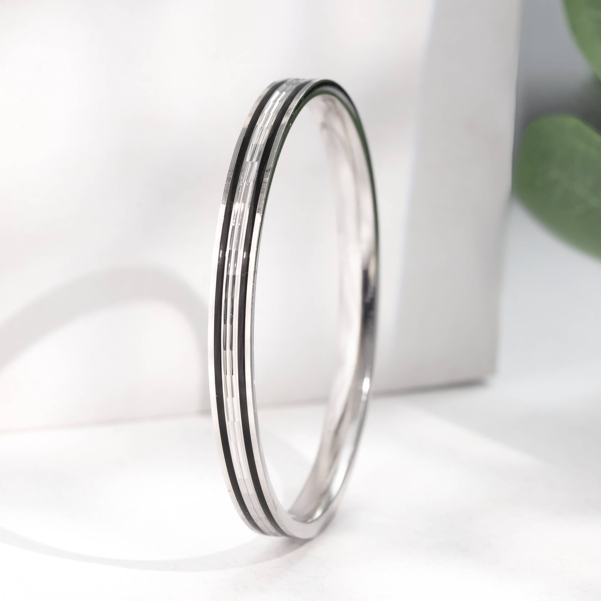 dual line silver kada bracelet