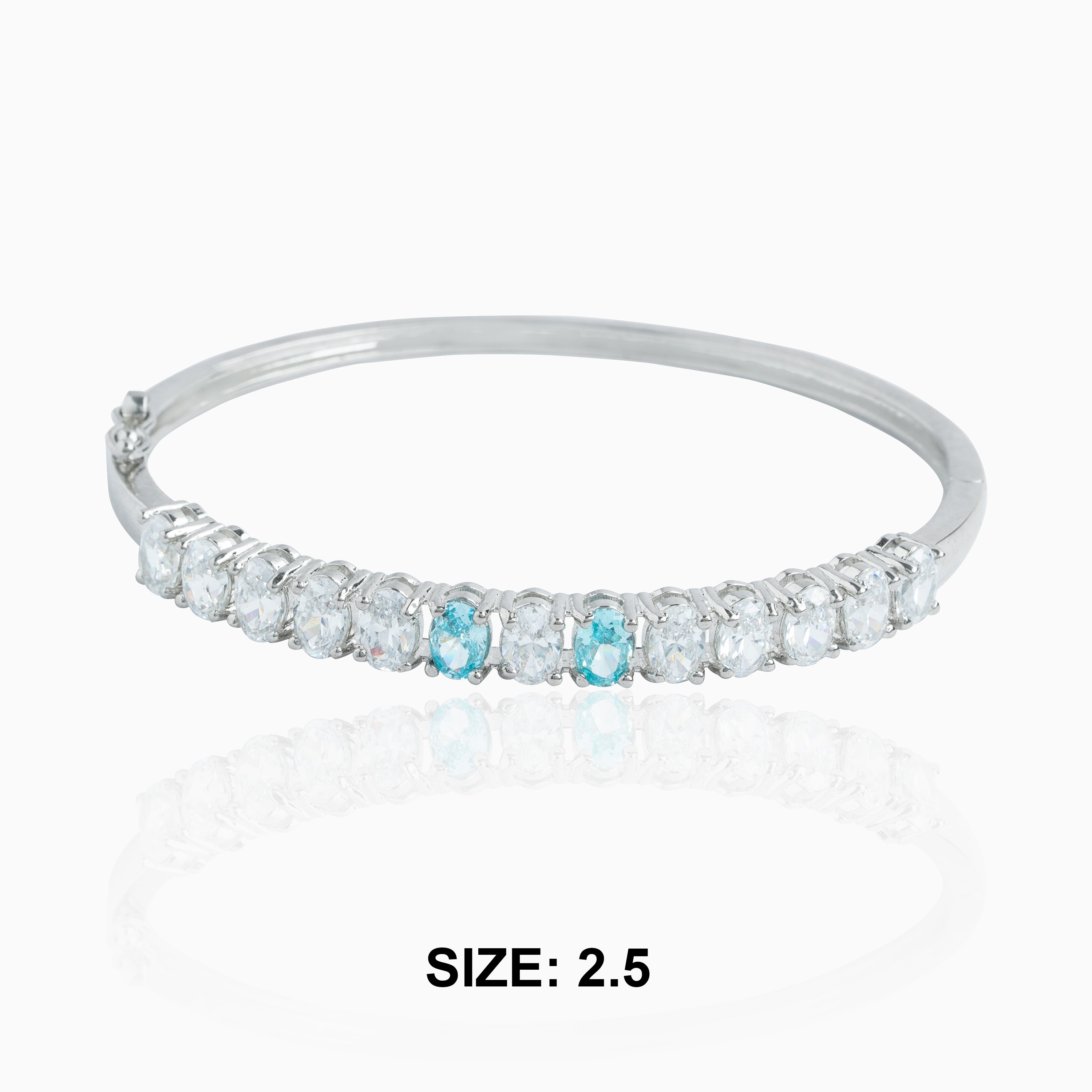 elegant silver kada with cubic zirconia