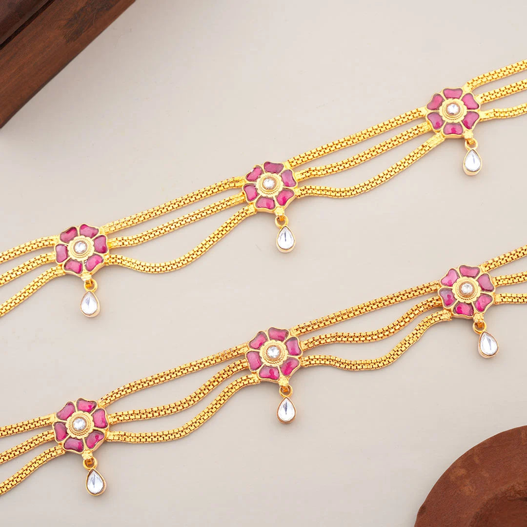 floral gold anklet for women