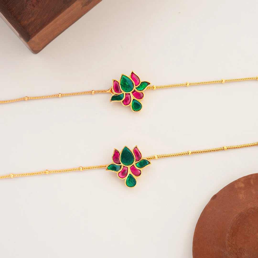 floral gold plated anklet design