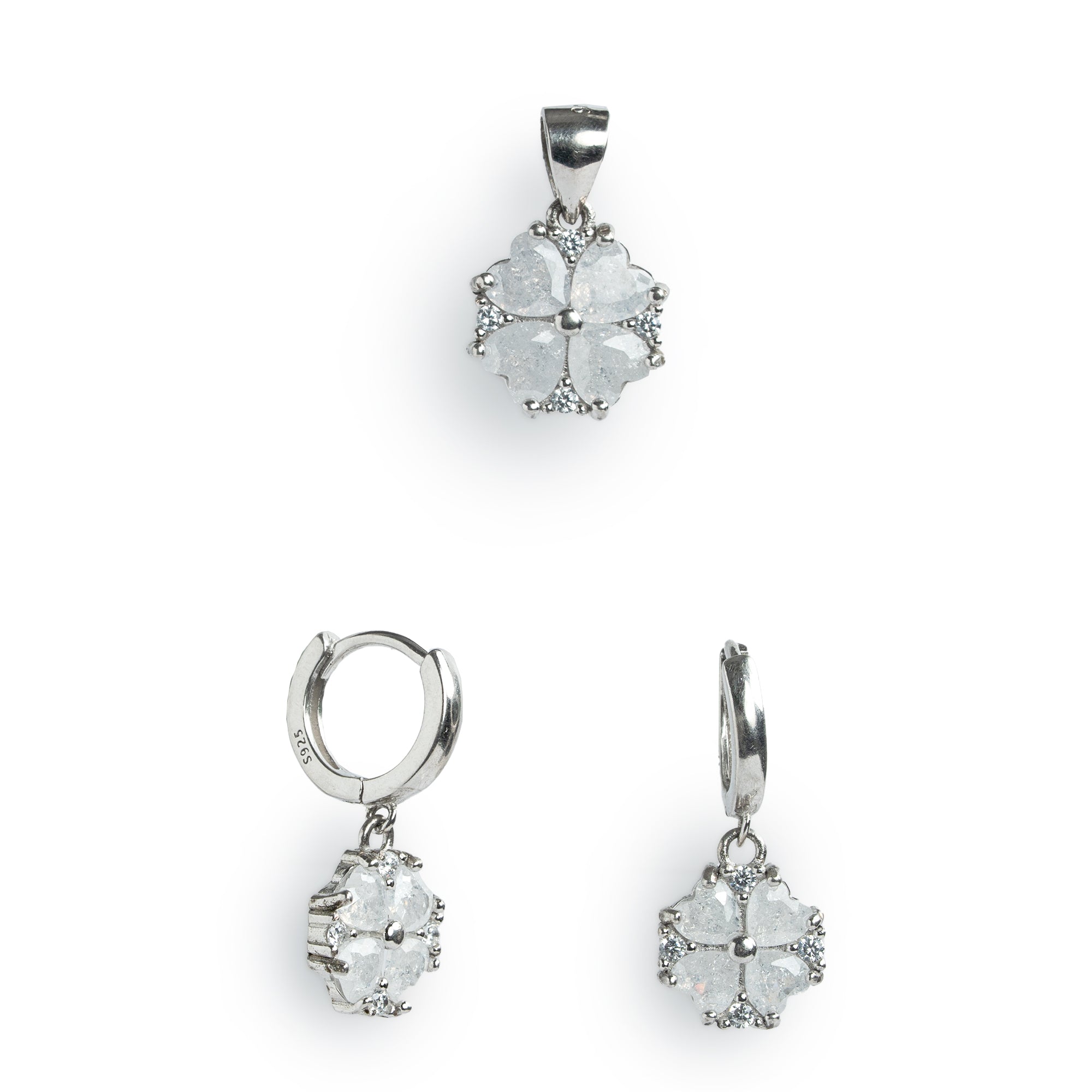 floral silver jewellery set