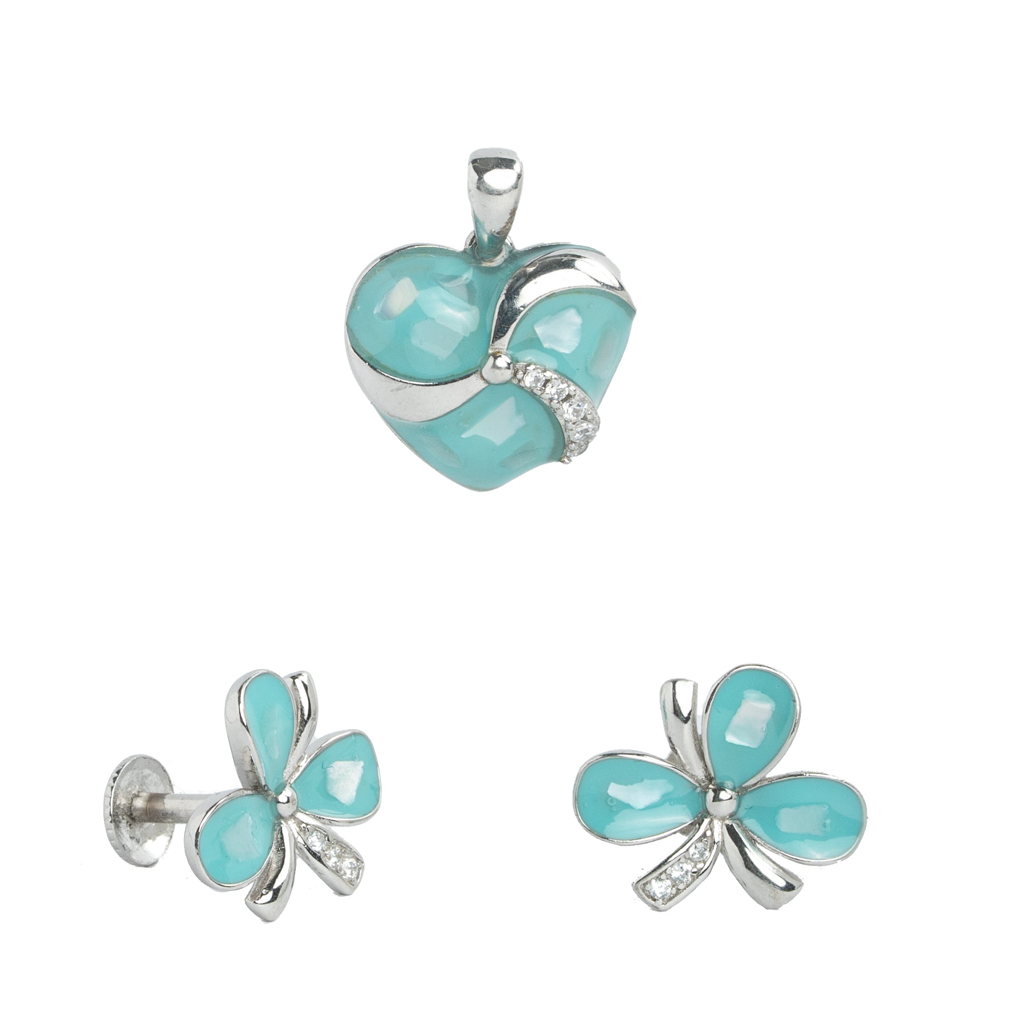 floral silver stud earrings