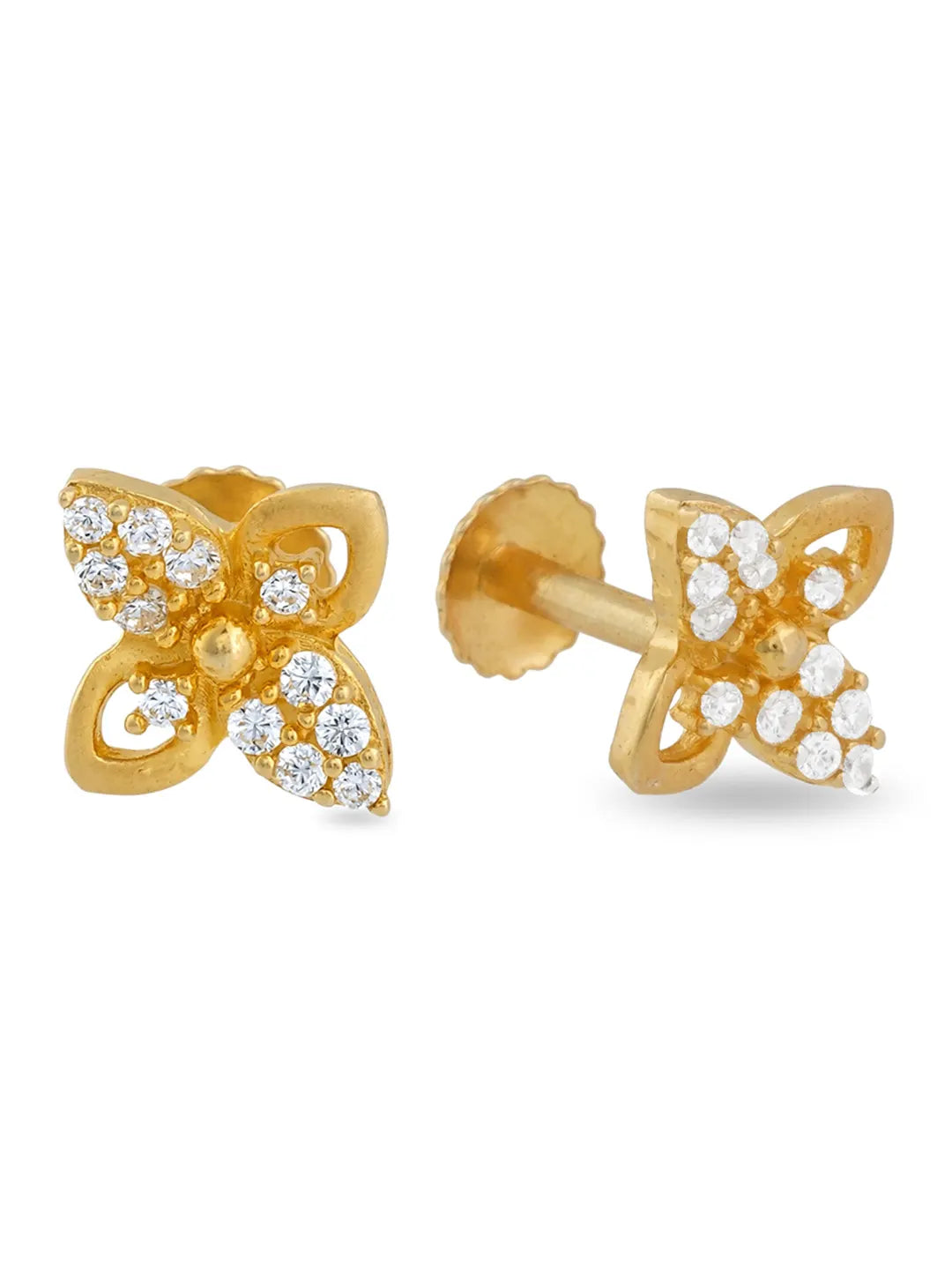 gold plated butterfly stud earrings for women