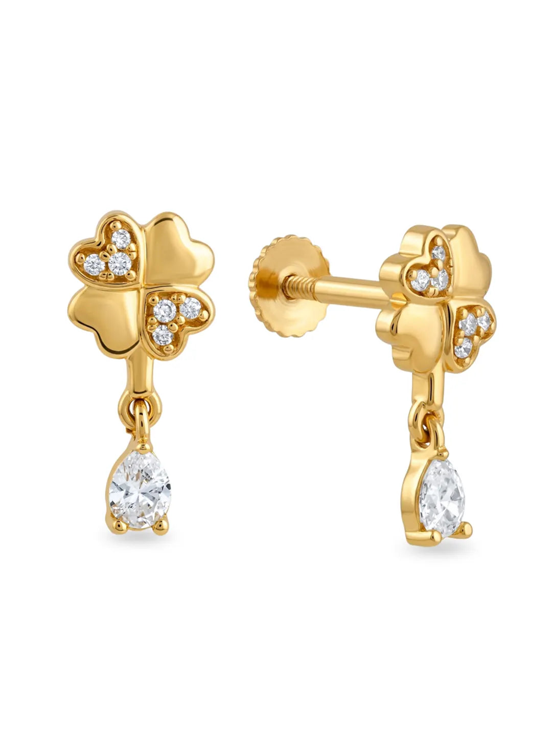 gold plated clover earrings for women