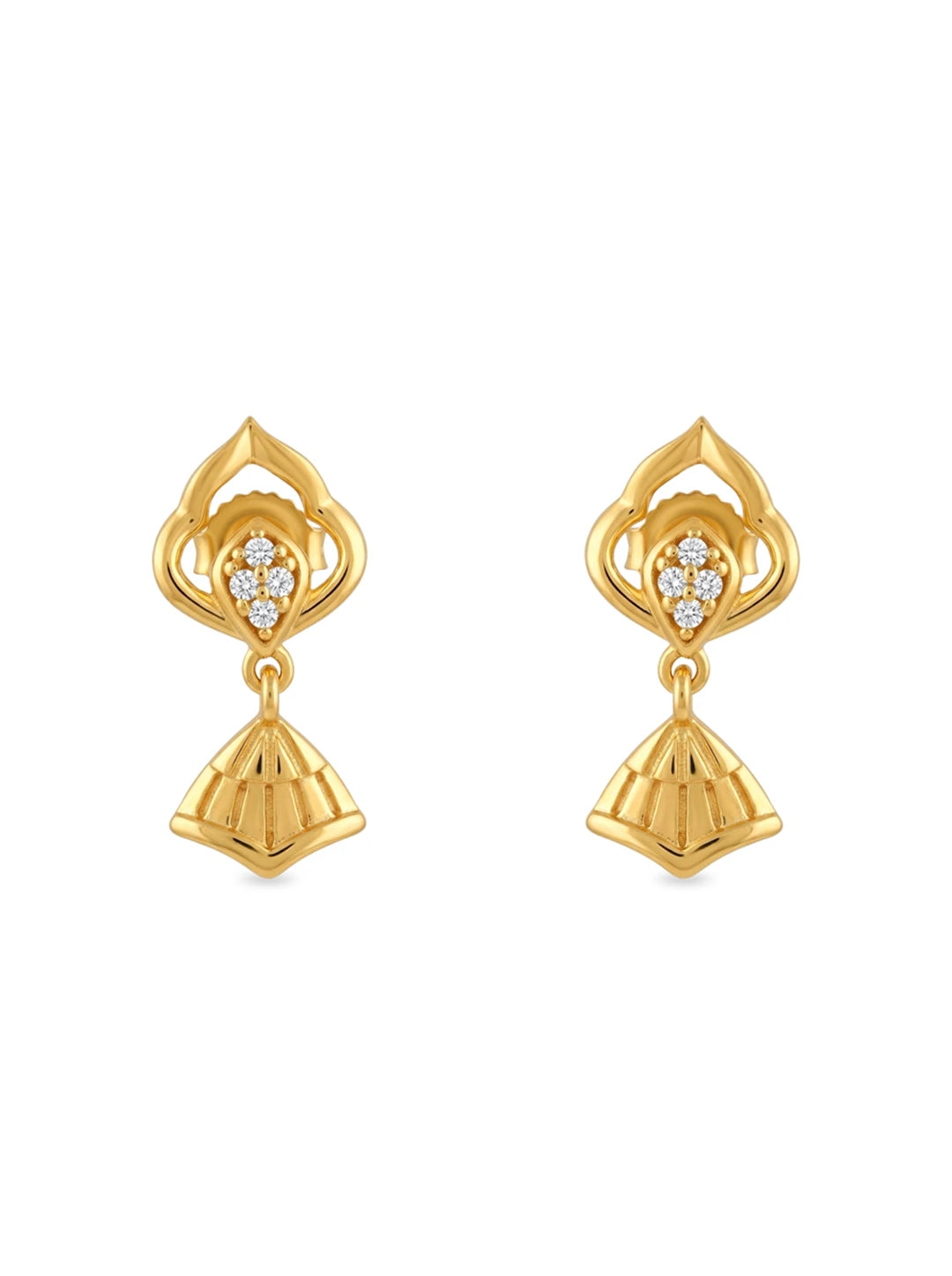gold plated crystal jhumka earrings