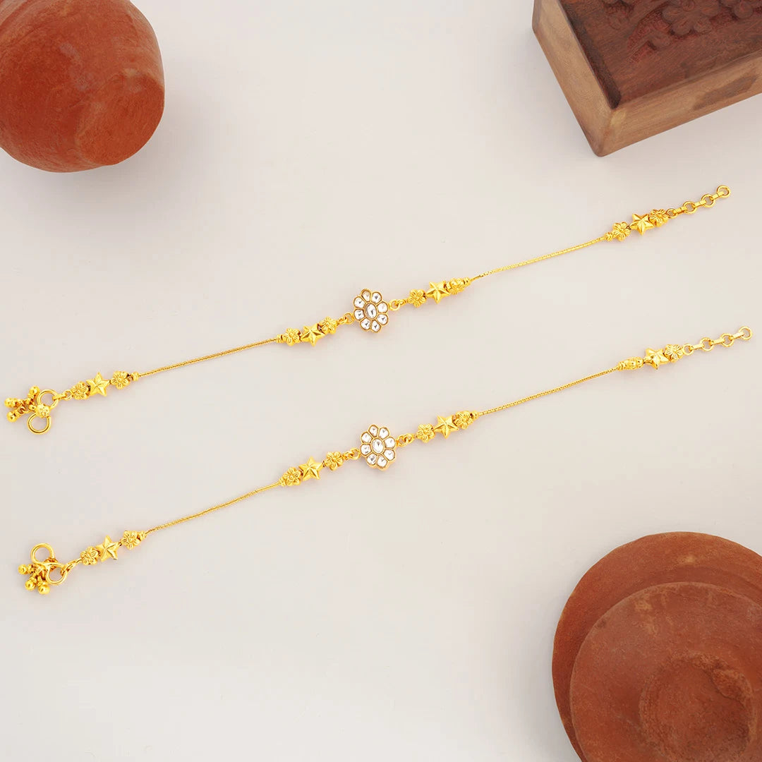 gold plated floral anklet