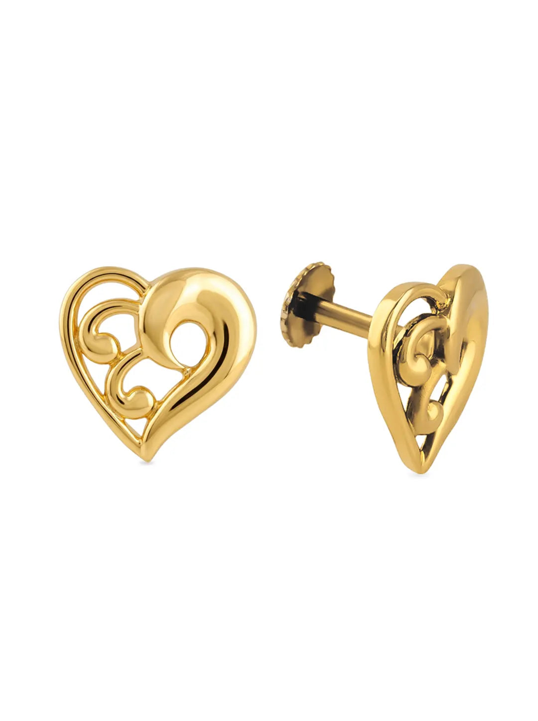 gold plated heart earrings for women