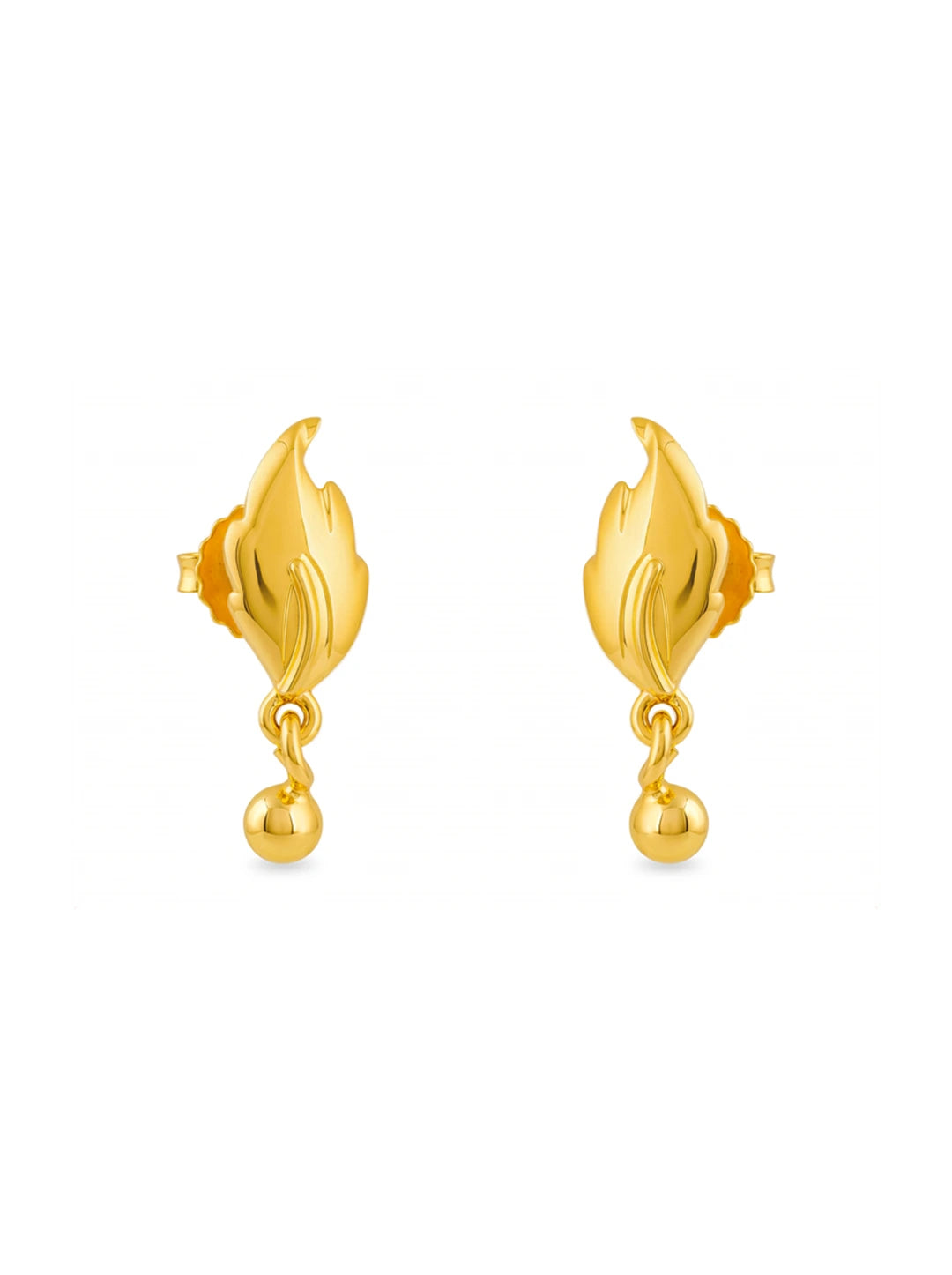gold plated leaf drop earrings