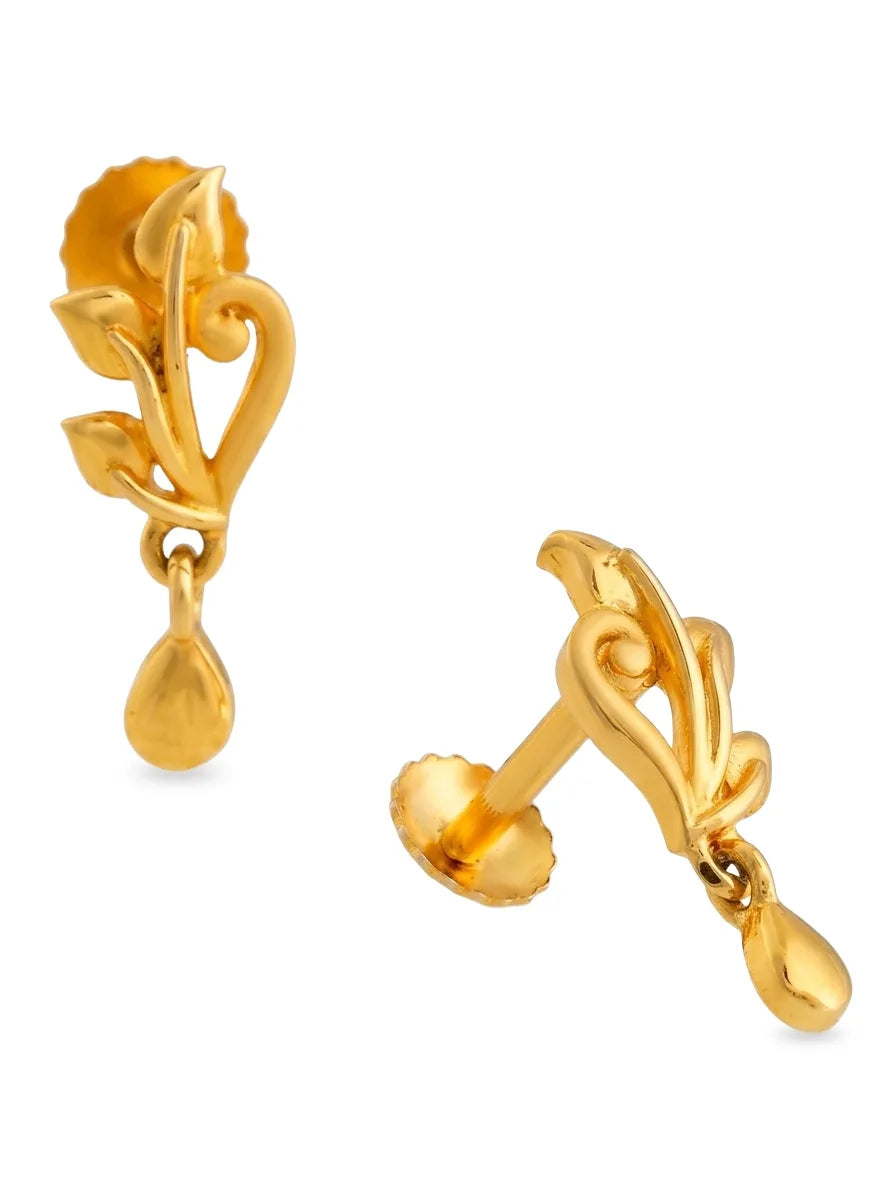 gold plated leaf earrings for women
