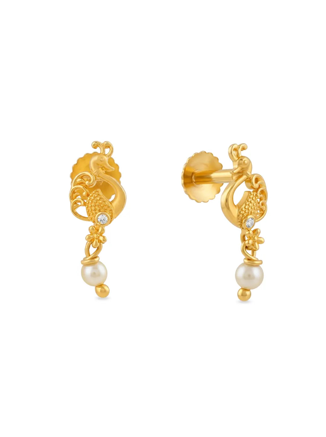 gold plated peacock drop earrings