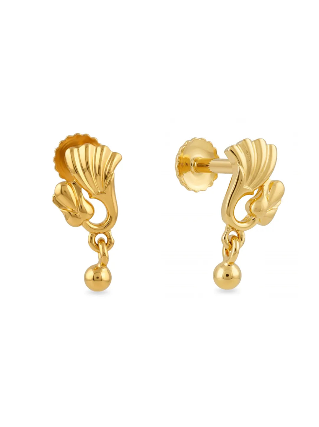 gold plated petal drop earrings