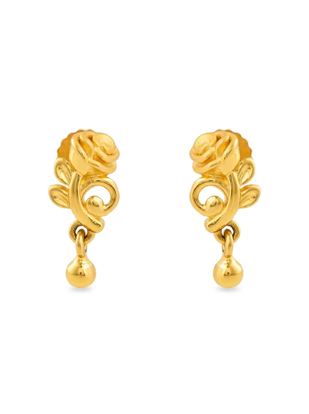 gold plated silver floral drop earrings