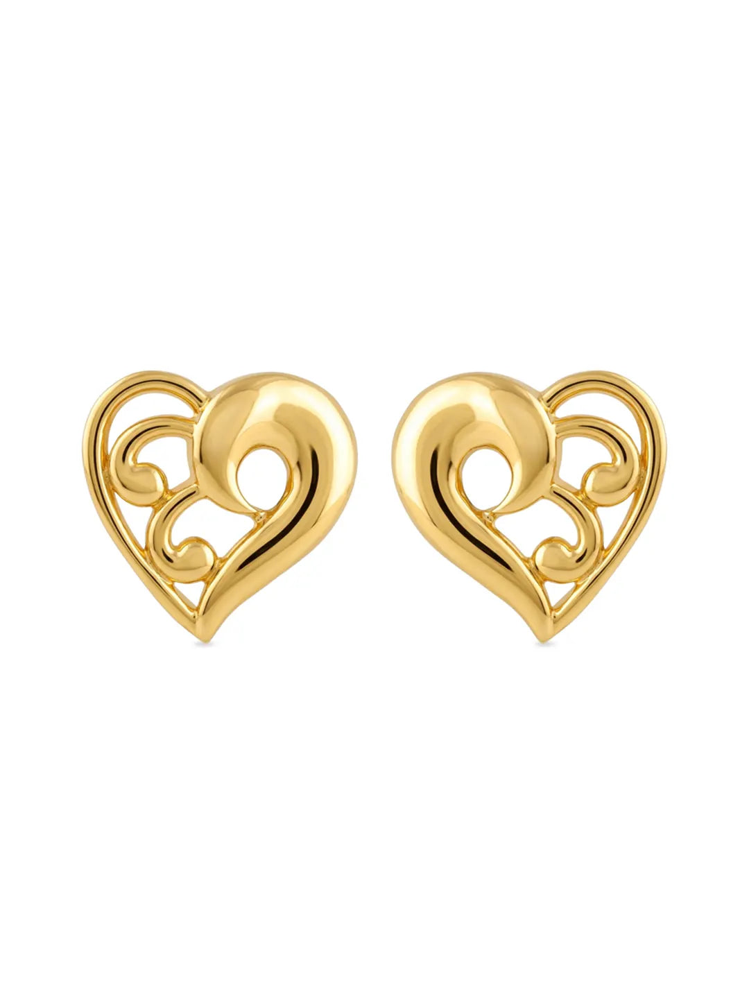 gold plated silver heart stud earrings