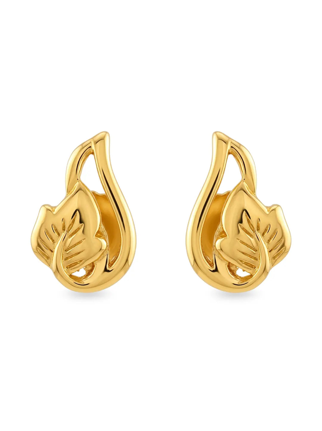 gold plated silver leaf design earrings