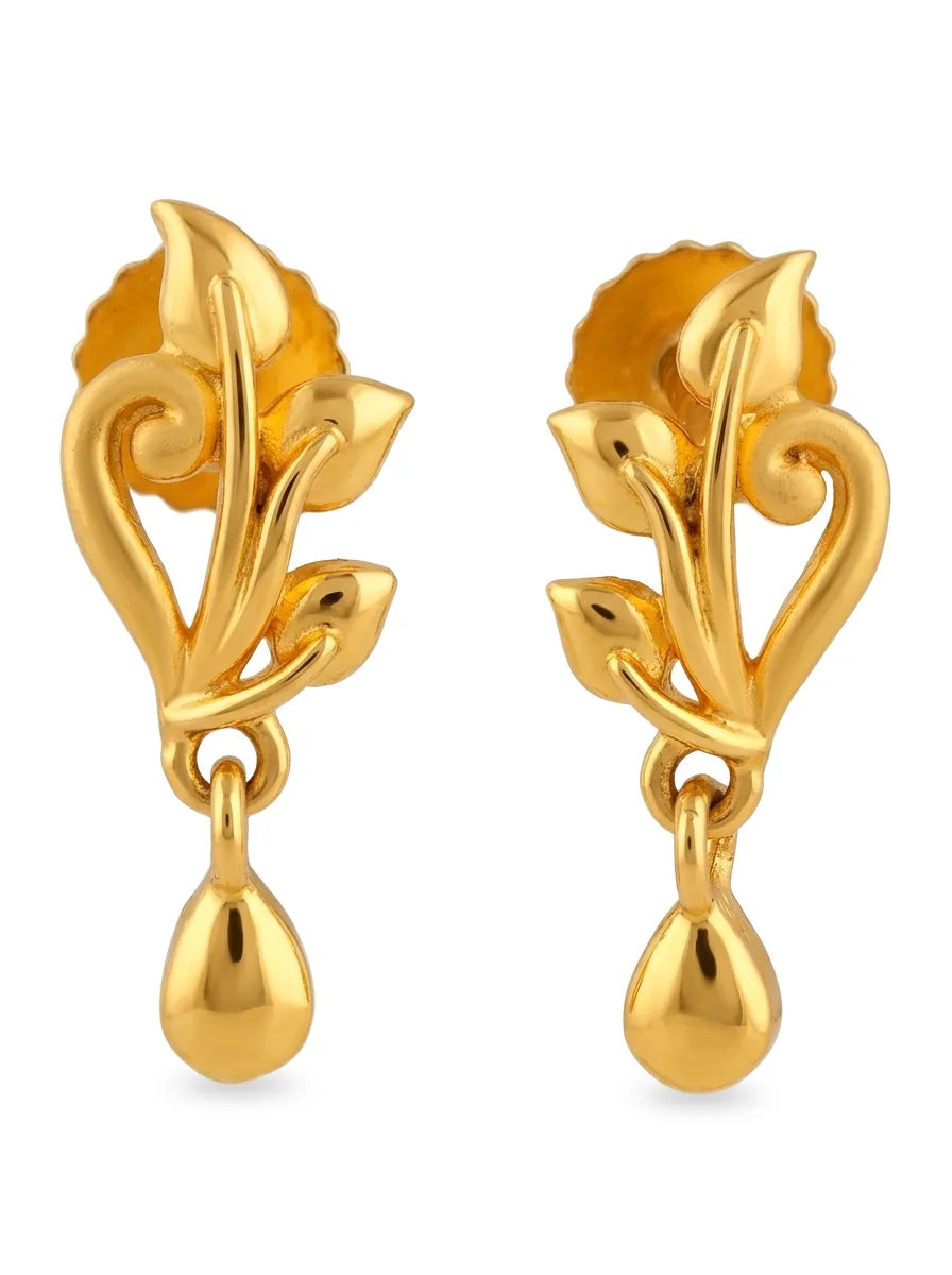 gold plated silver leaf drop earrings