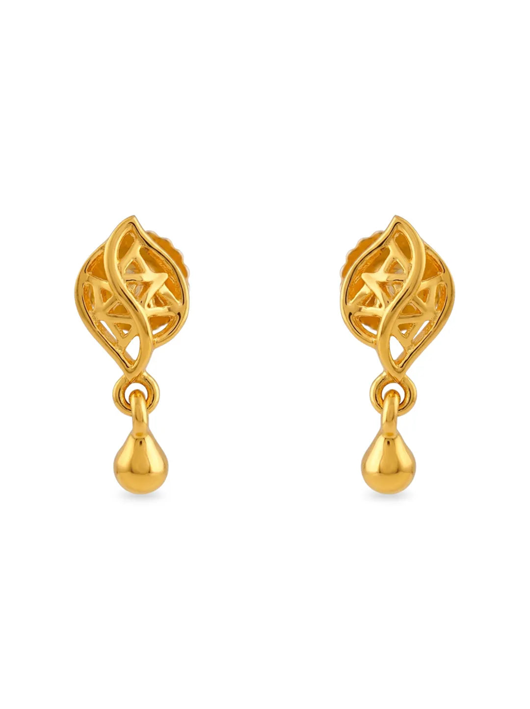 gold plated silver leaf lattice earrings