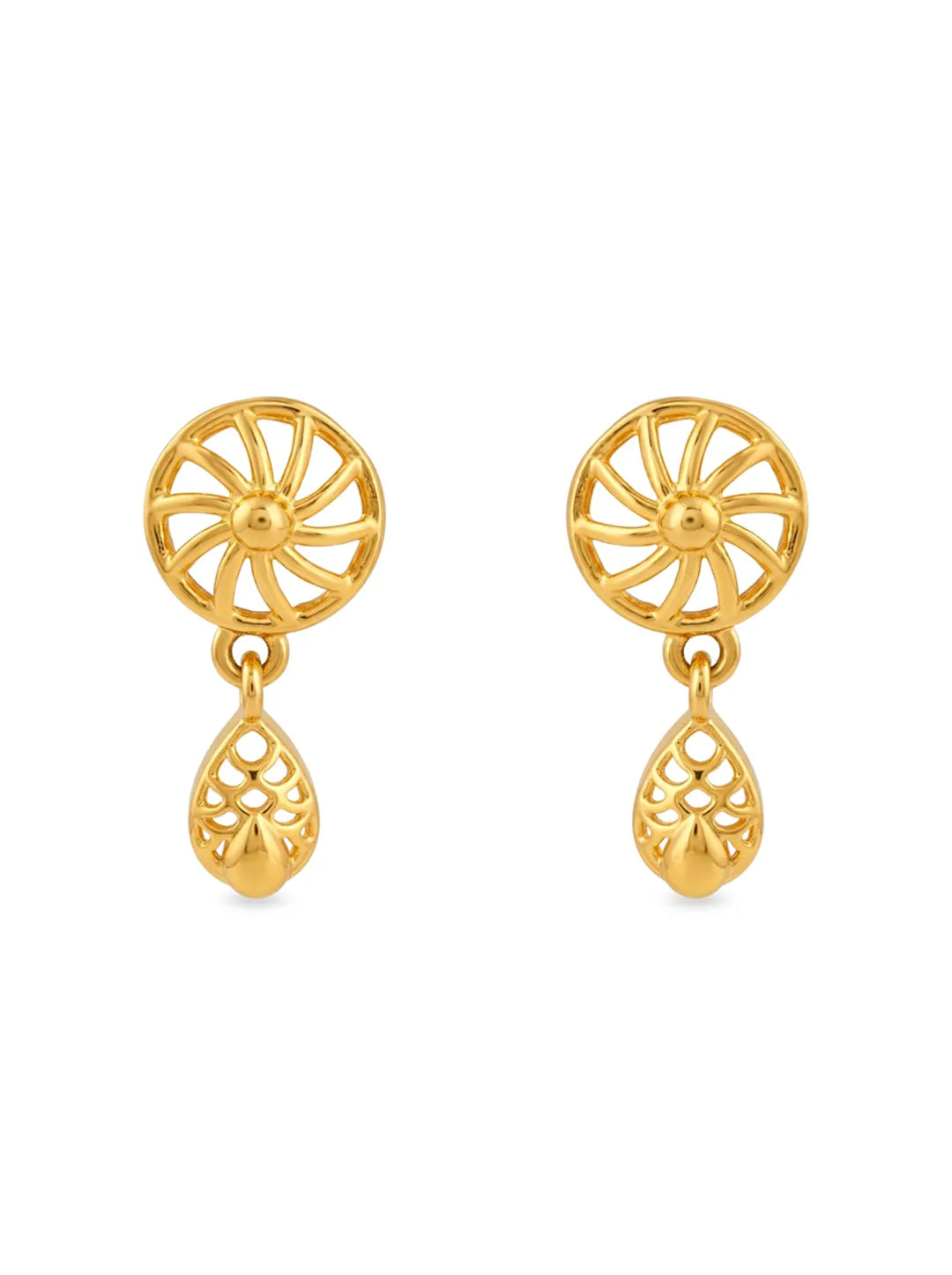 gold plated silver spoke drop earrings