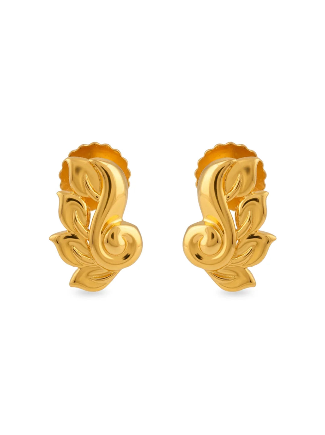 gold plated silver swirl leaf earrings