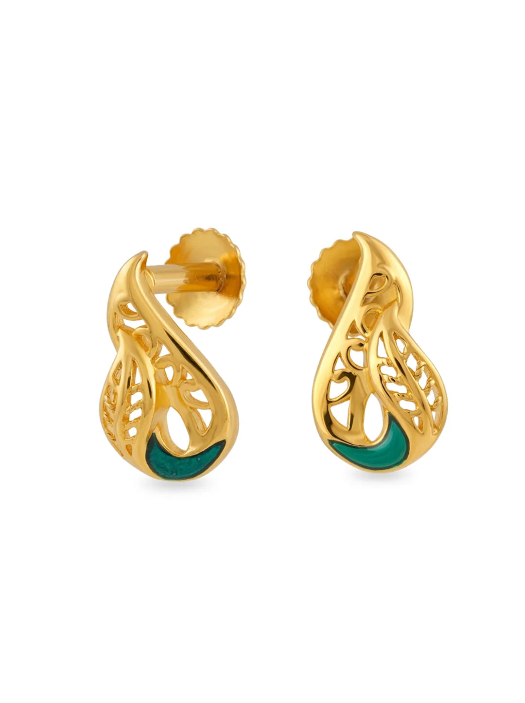 green enamel leaf earrings for women