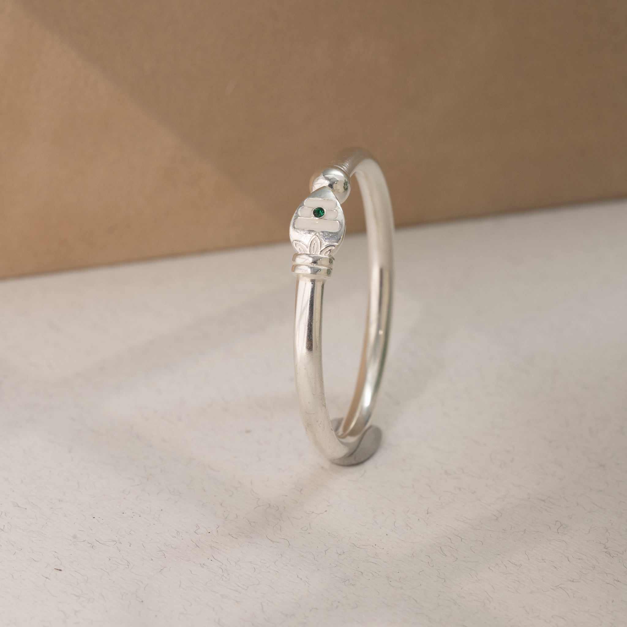 green stone sterling silver kada