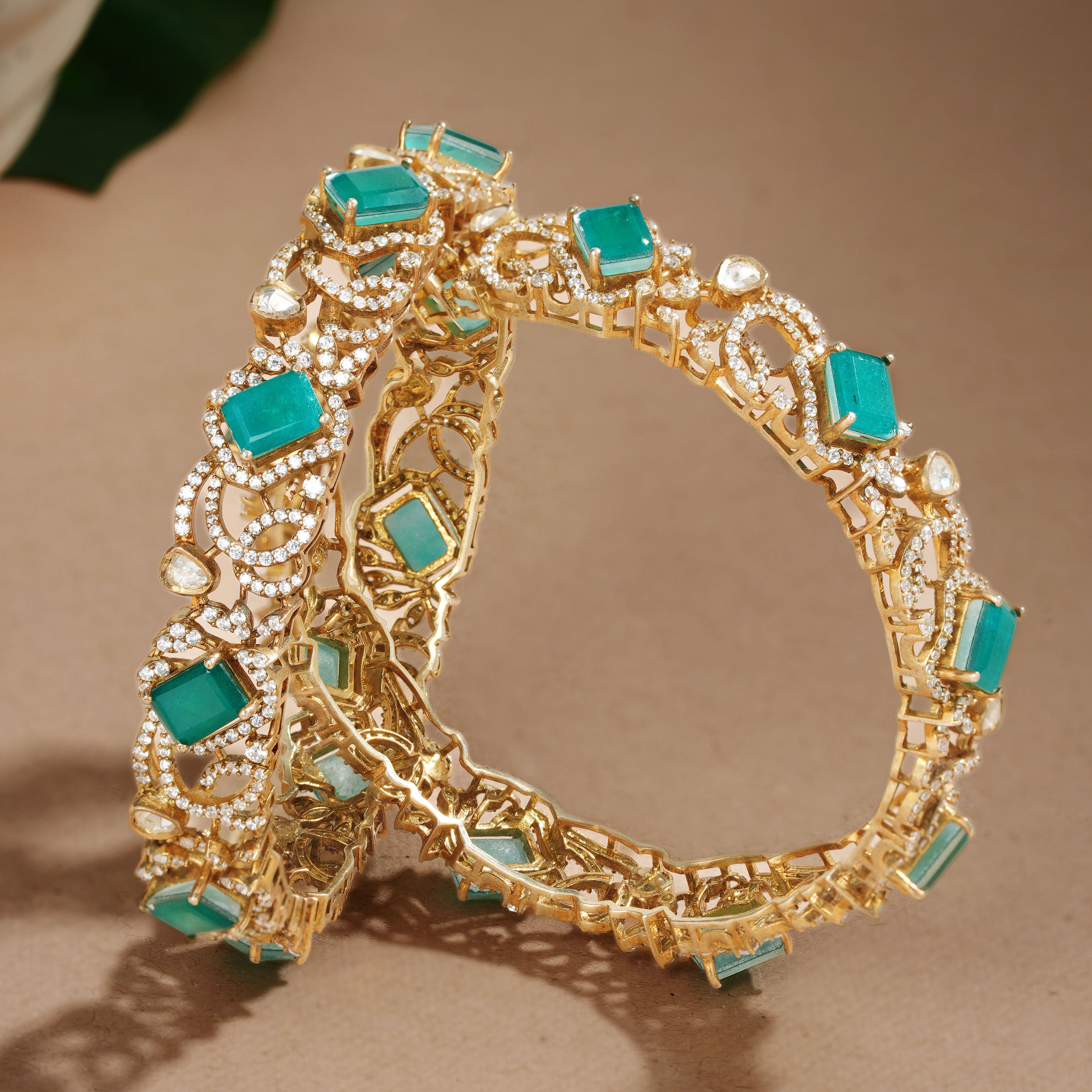 green stone victorian bangle