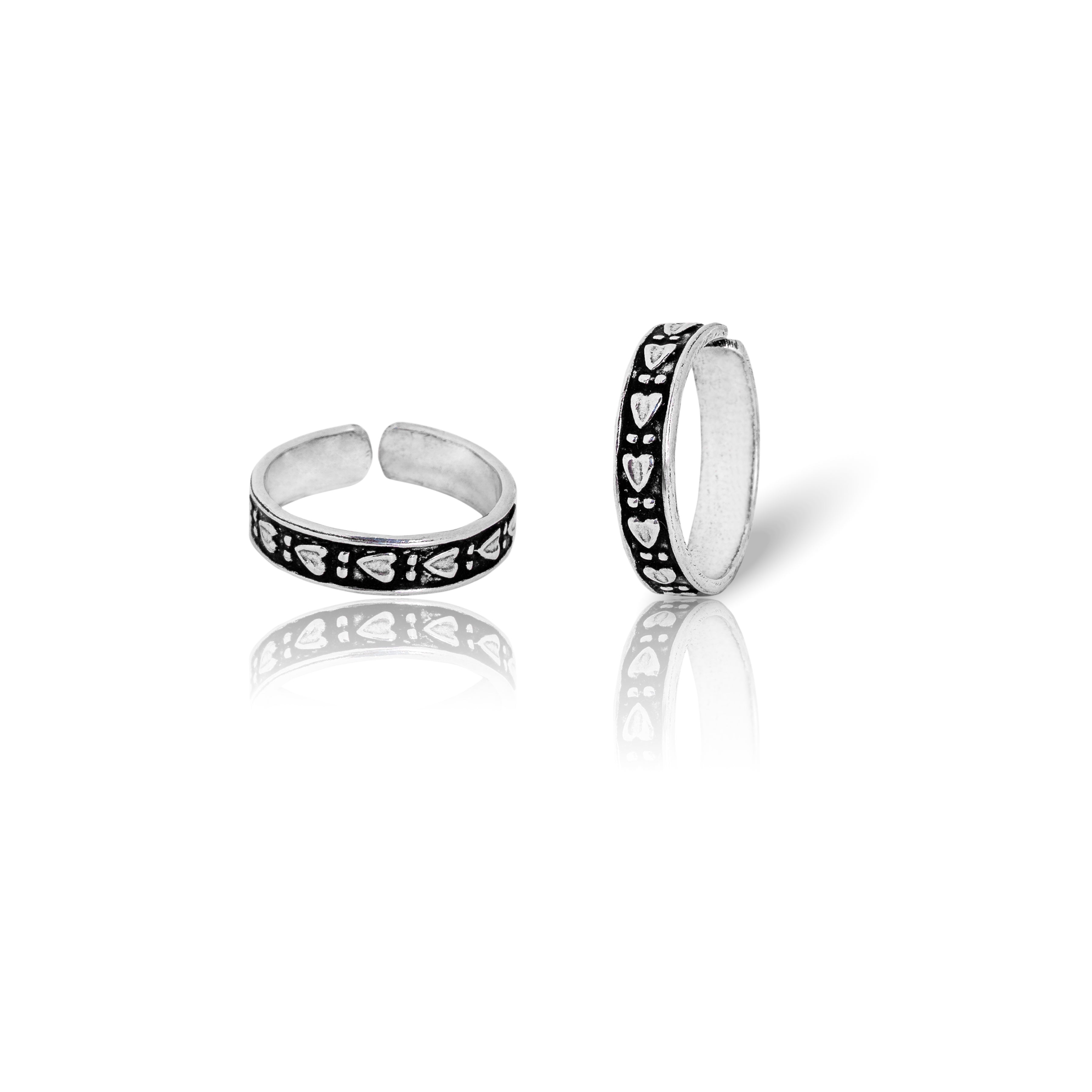 heart shape silver toe ring