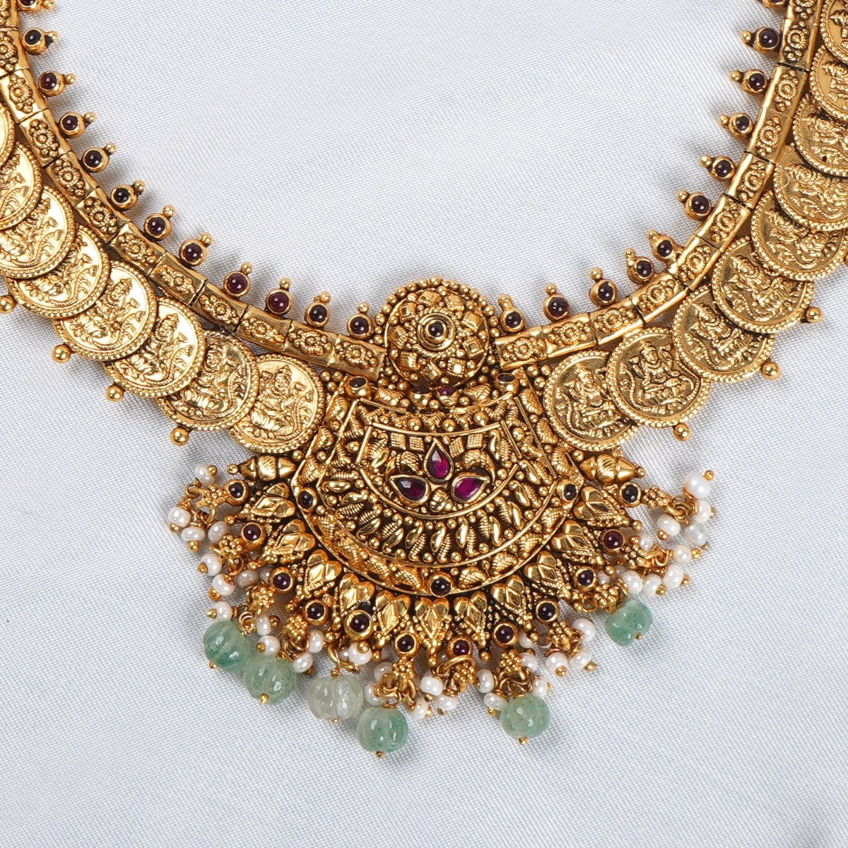 Kasu Malai Necklace 92.5 Silver Gold Plated Ishna