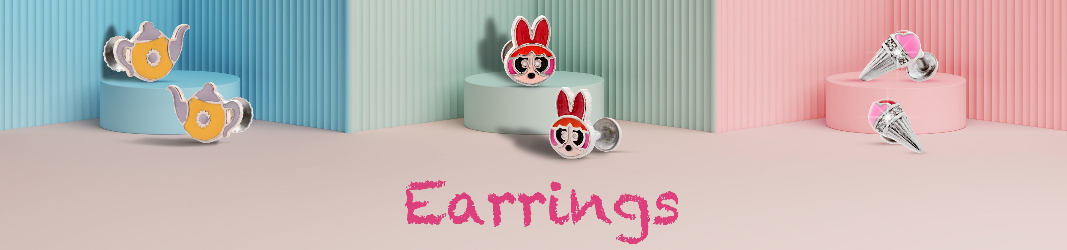 Kids Sterling Silver Earrings Collection Banner Desktop