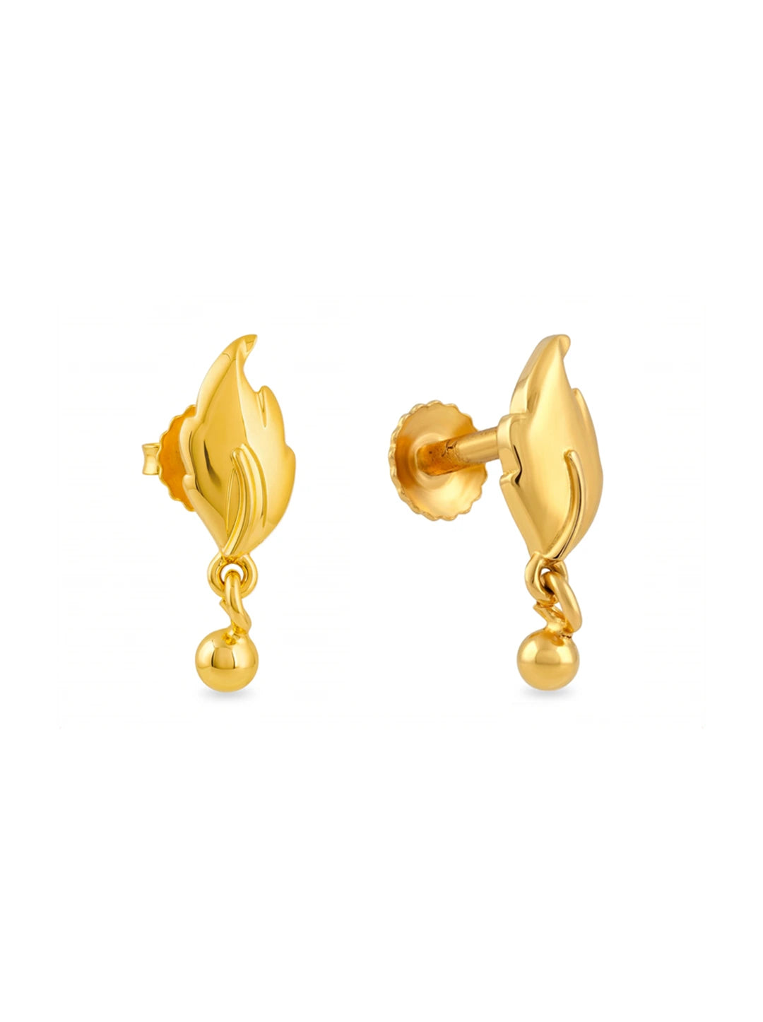 leaf design gold earrings for women