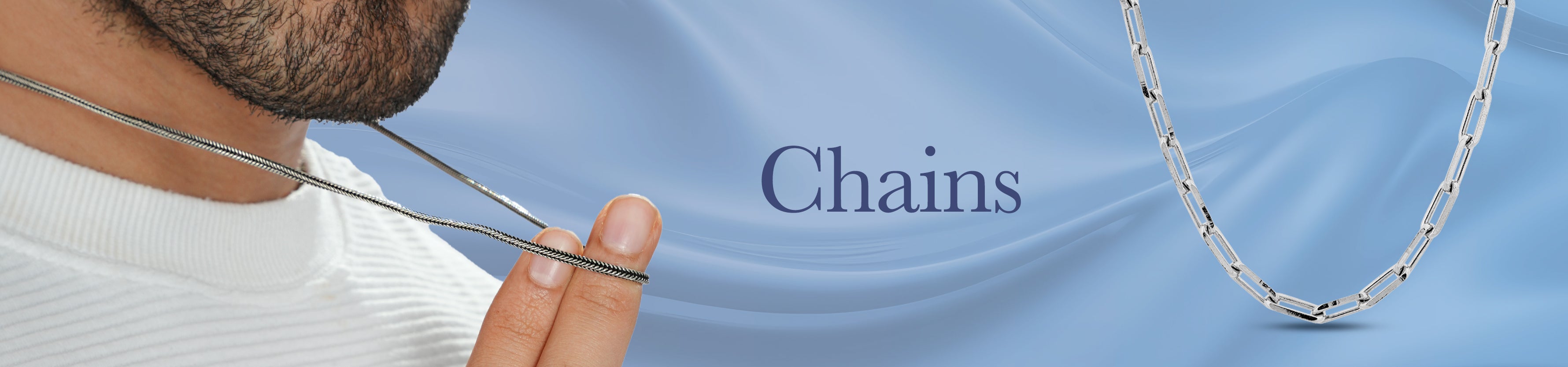 Mens Sterling Silver Chain Collection Banner Desktop
