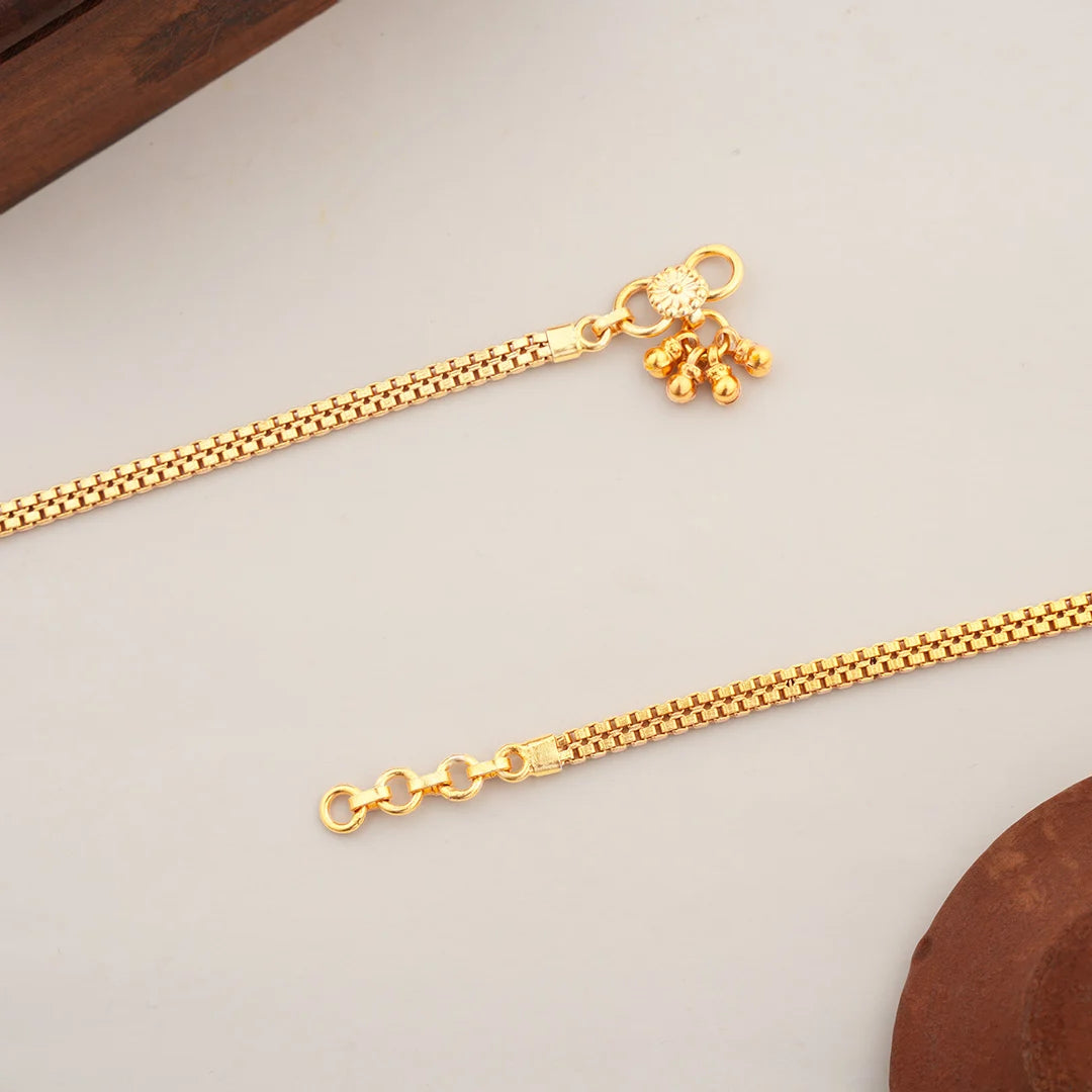 multicolor traditional gold anklet pair