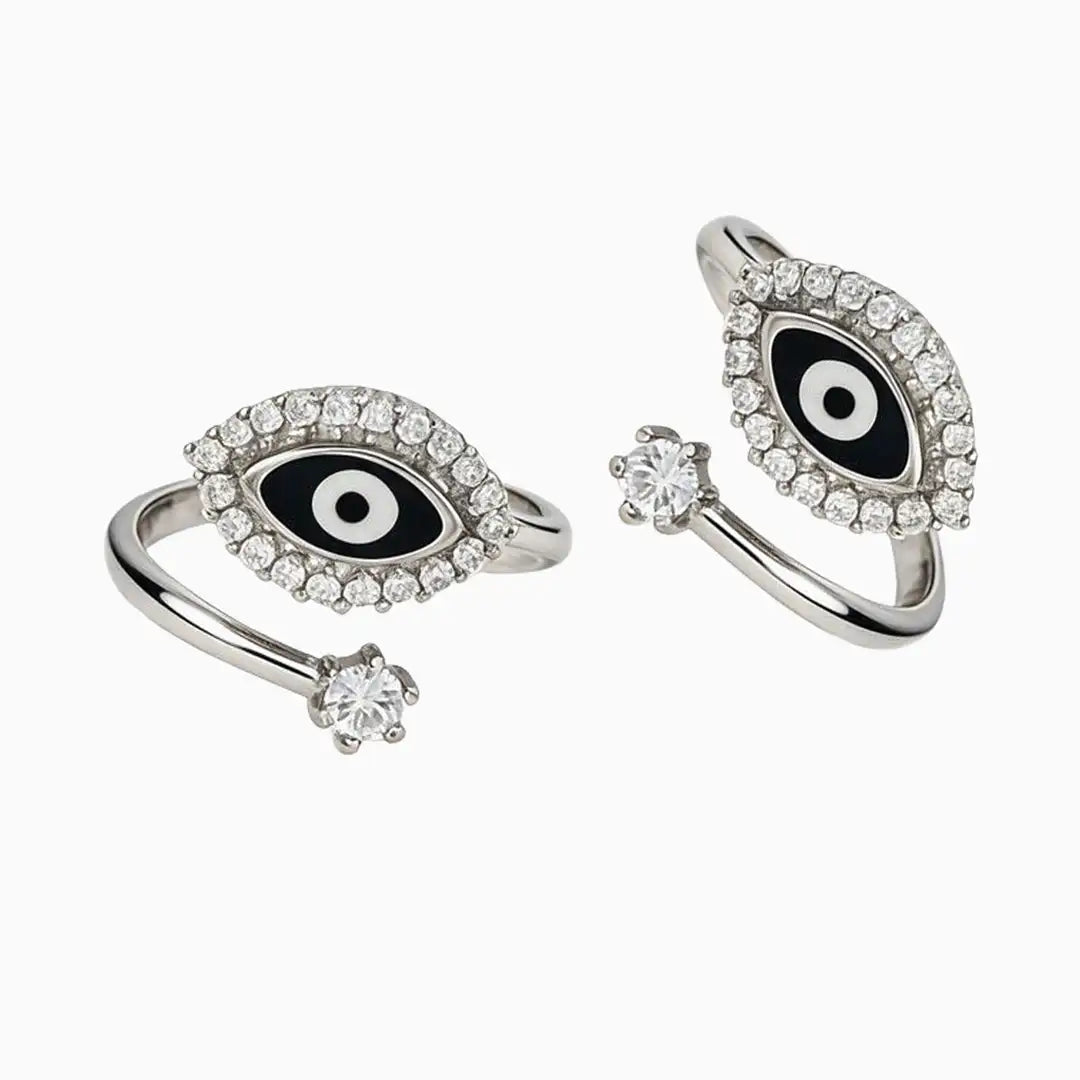 Black Evil Eye Toe Rings Pair