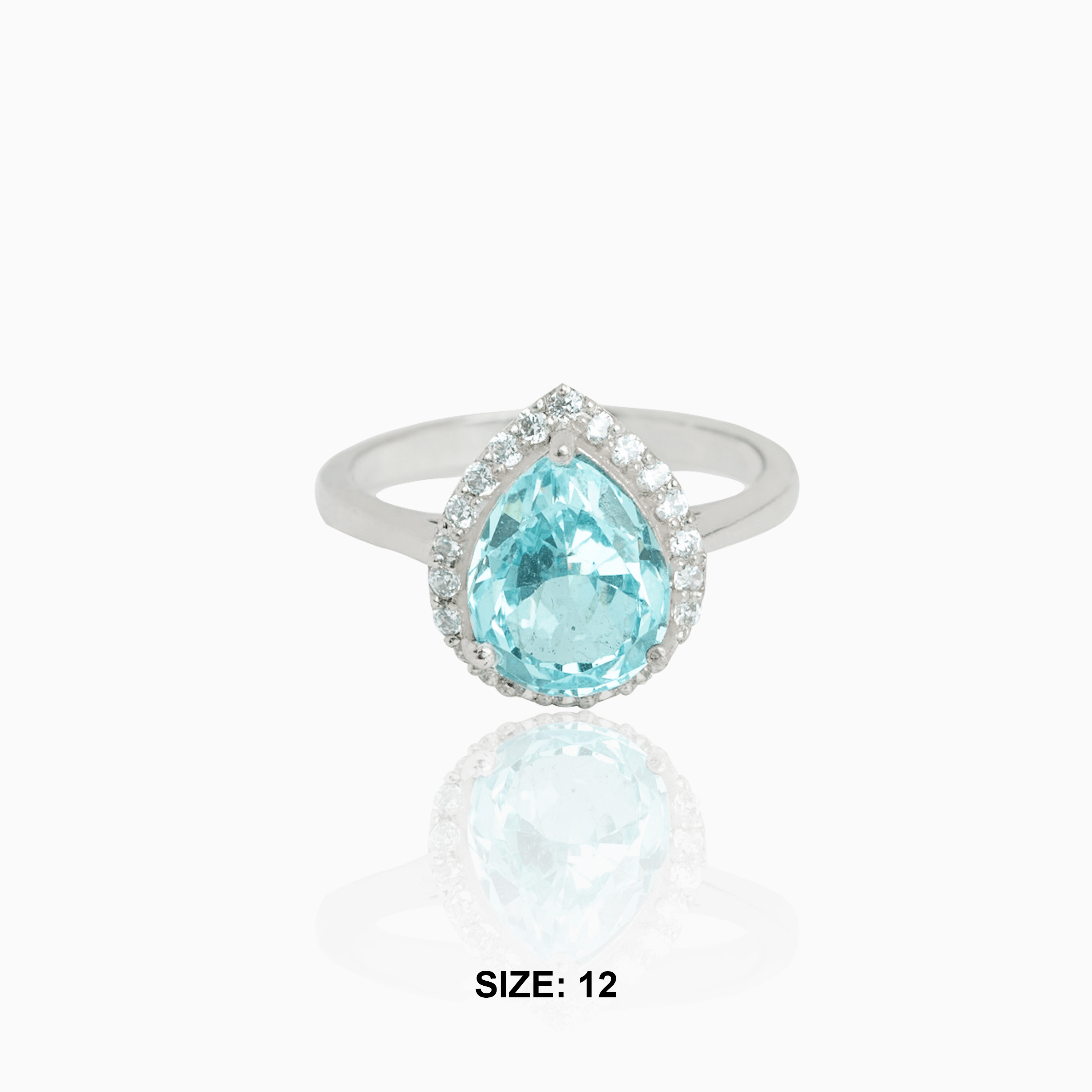 pear-shaped aqua blue stone ring
