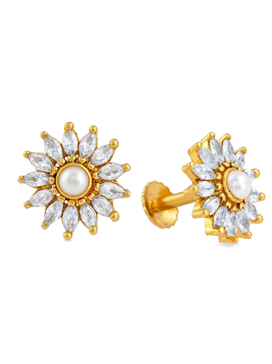 pearl centre floral stud earrings for women