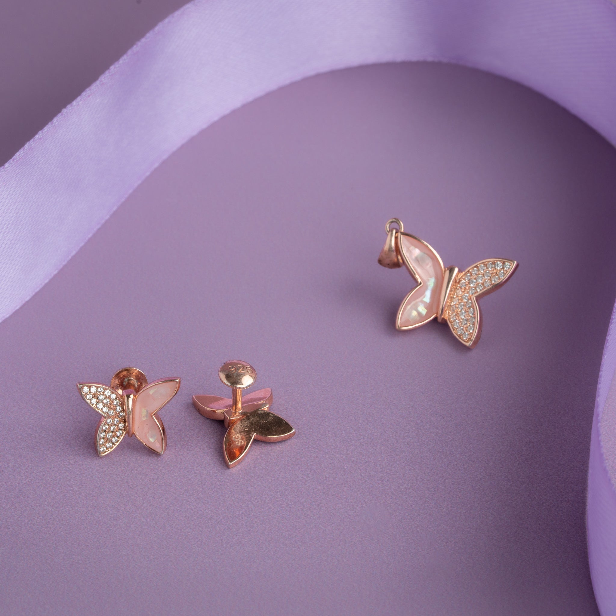 pink enamel butterfly jewellery