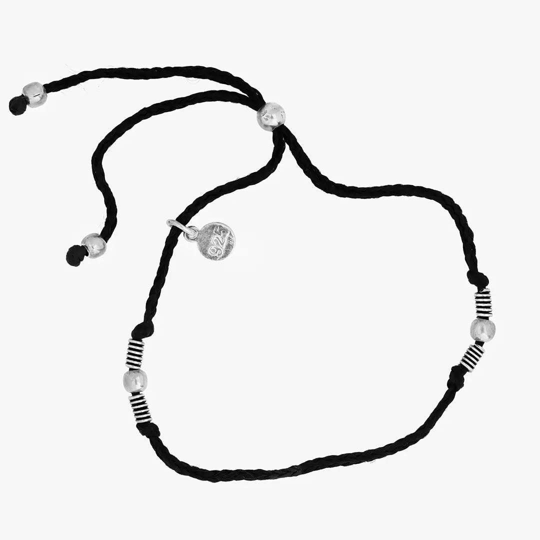 925 Silver Black Thread Bracelet