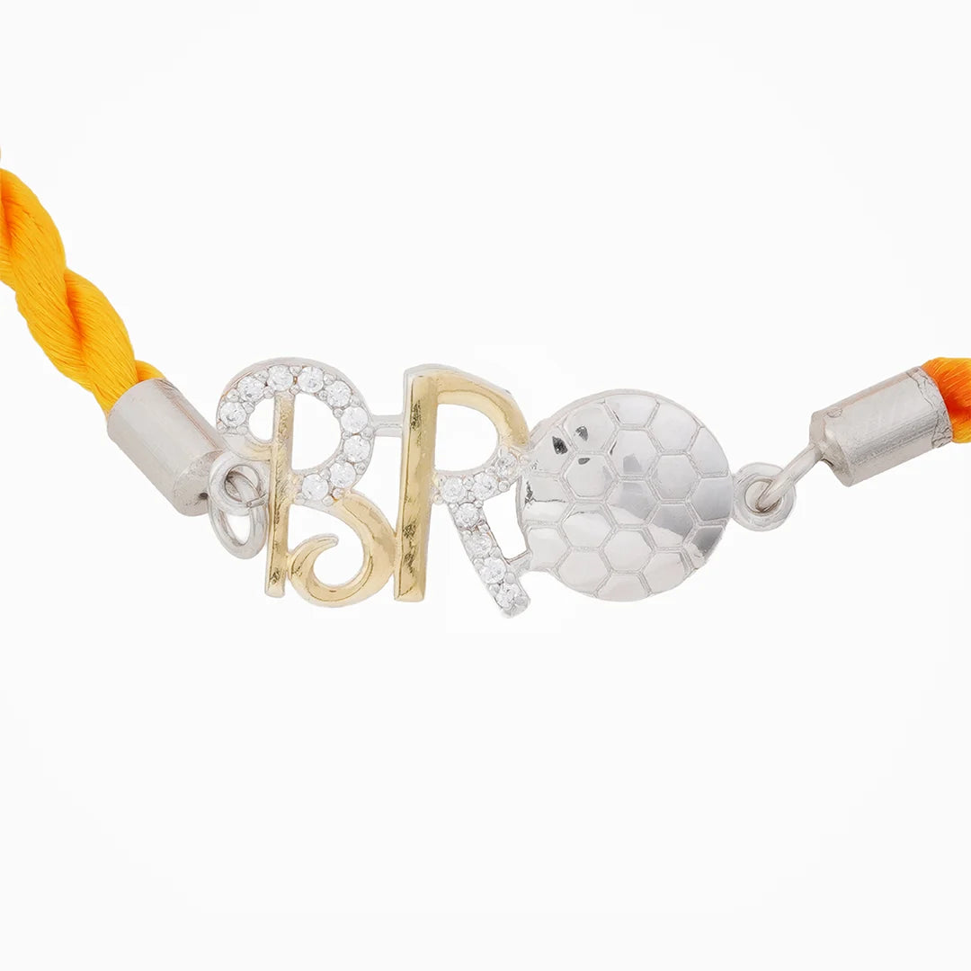Silver Rakhi with Orange Thread
