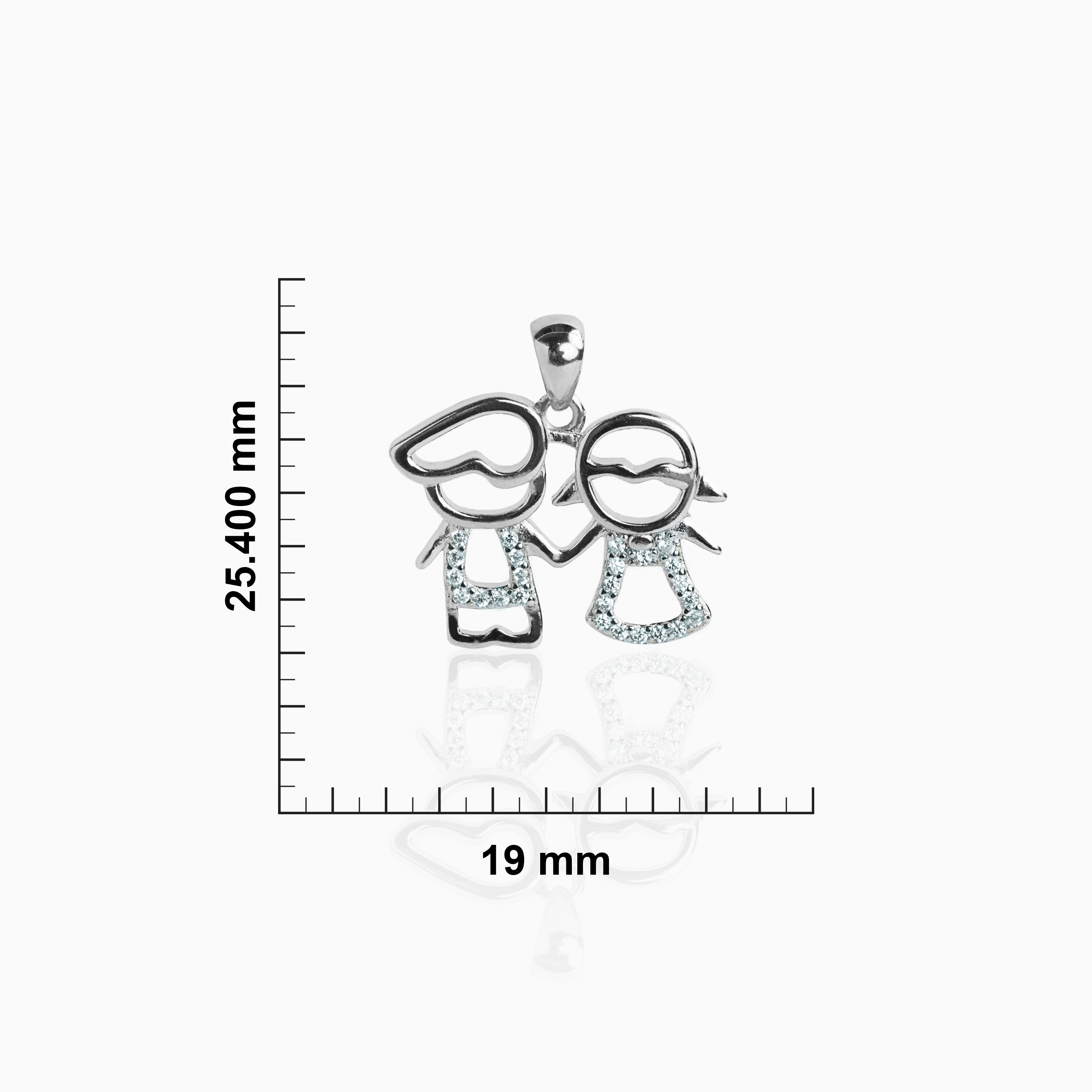 romantic silver couple necklace charm