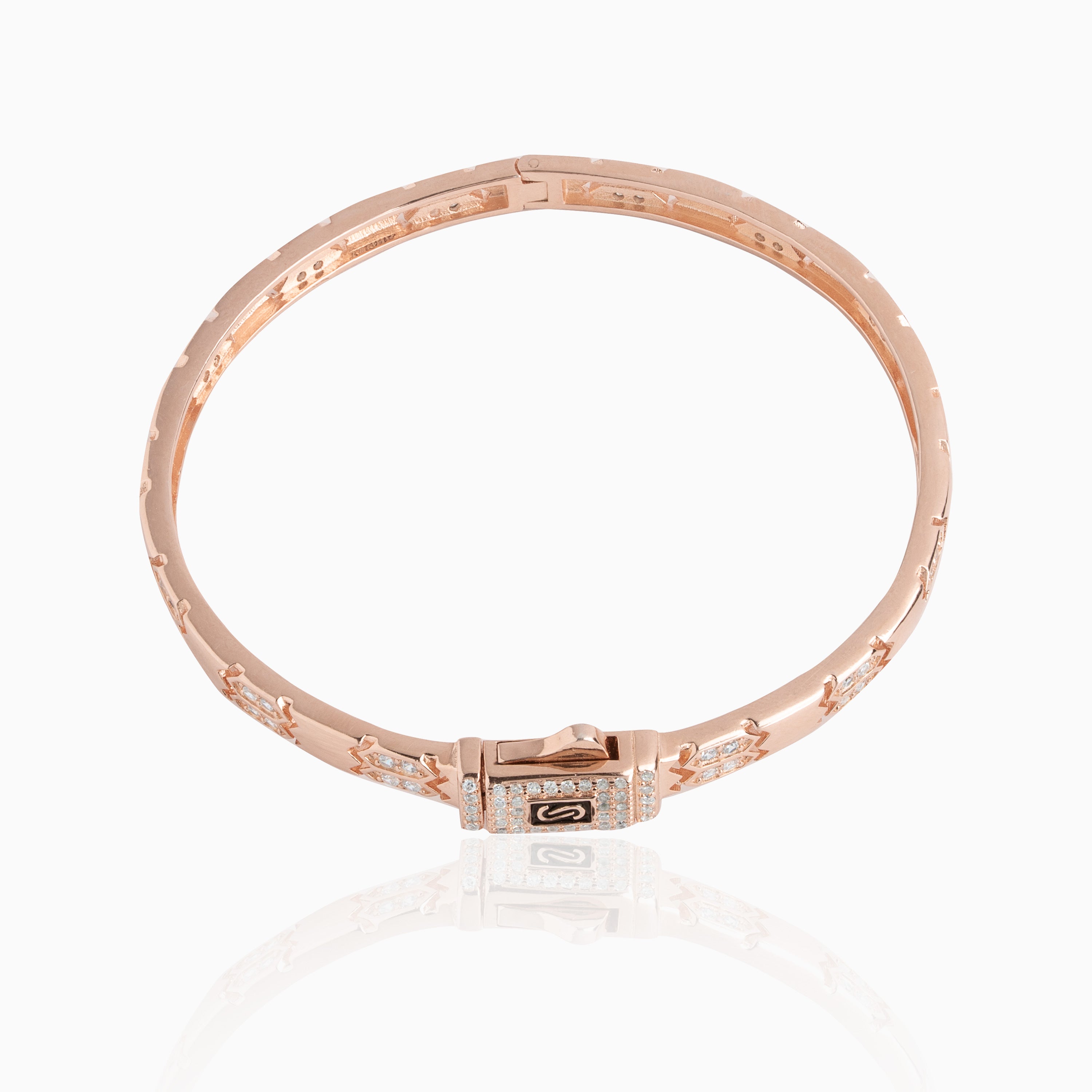 rose gold crystal Kada with intricate detailing