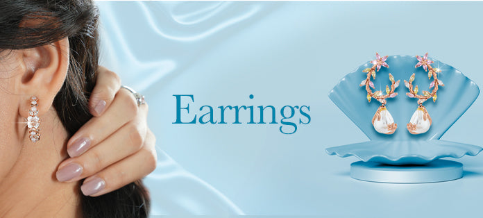 Rose Gold Plated Silver Earrings Collection Banner Mobile