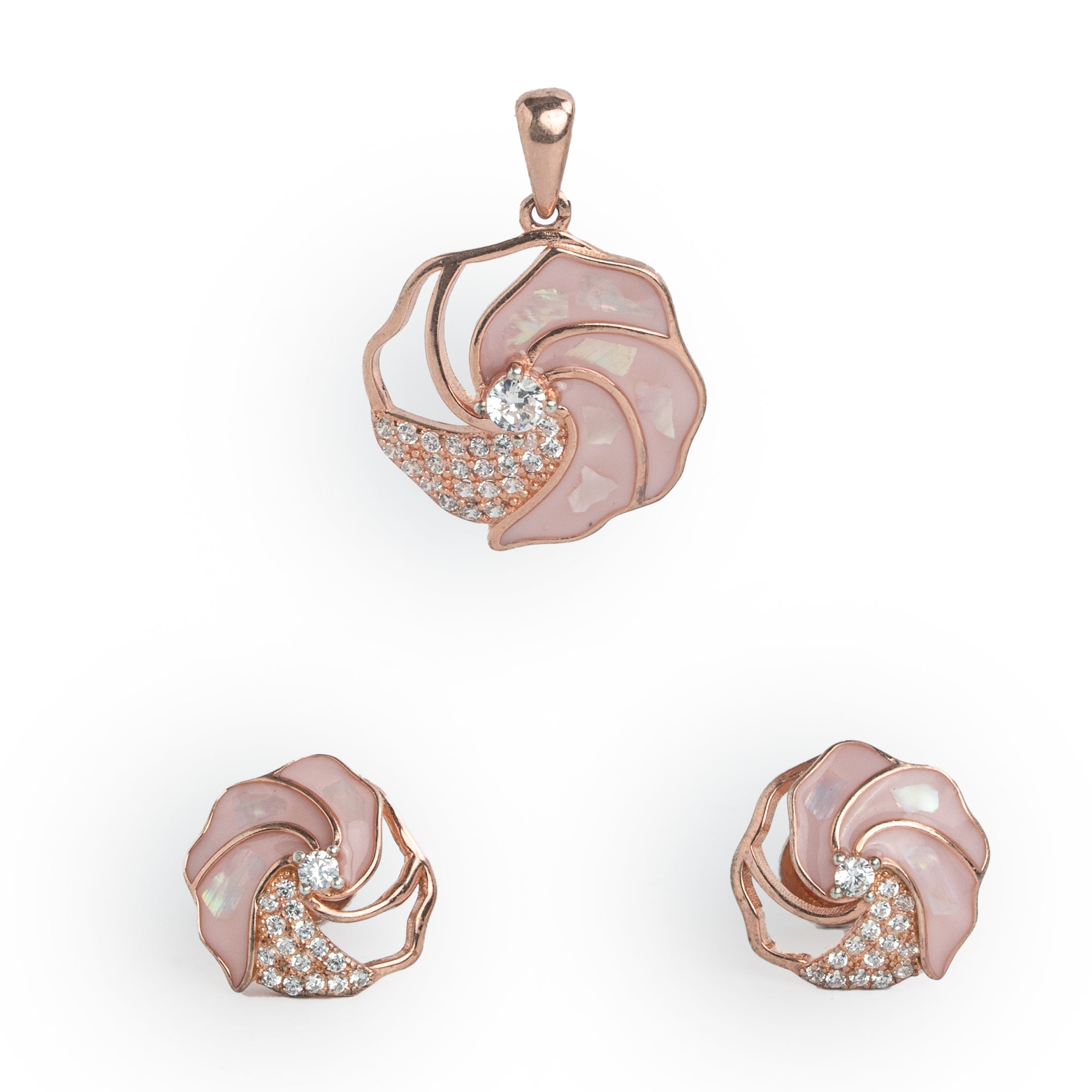 rose gold stone pendant set