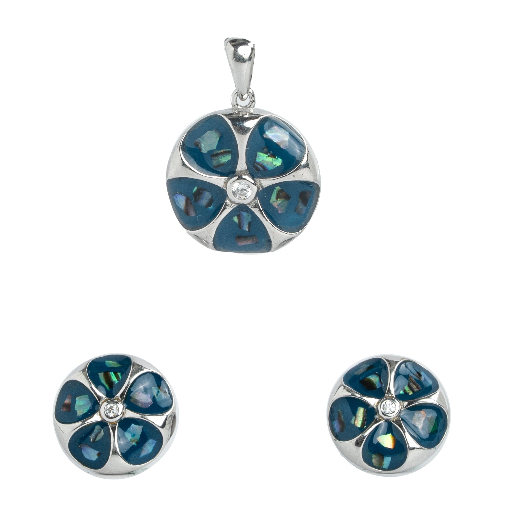 round blue stone jewellery set