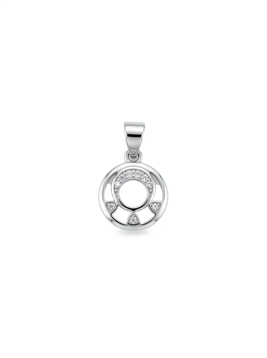 round silver stone pendant