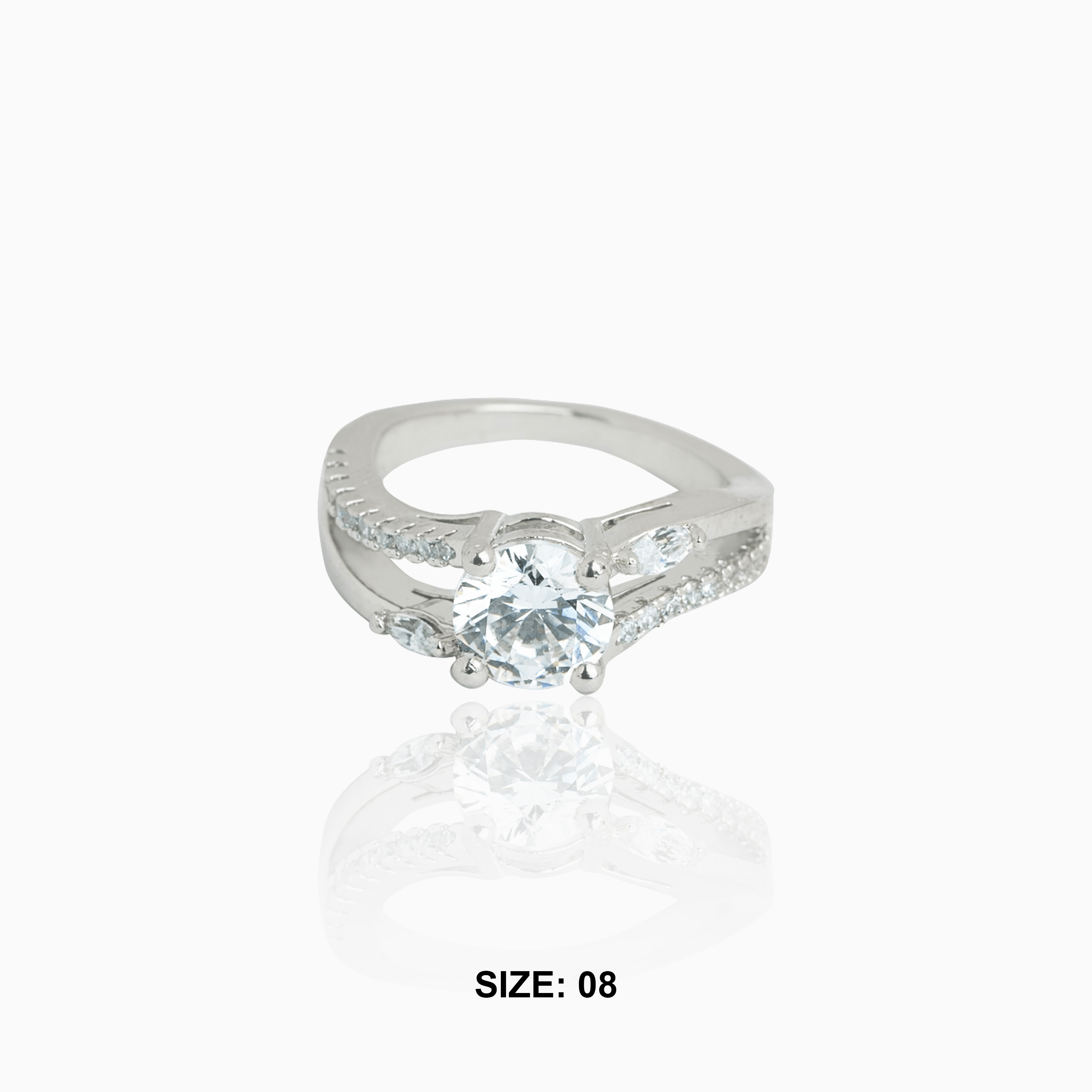 side cut single stone silver 