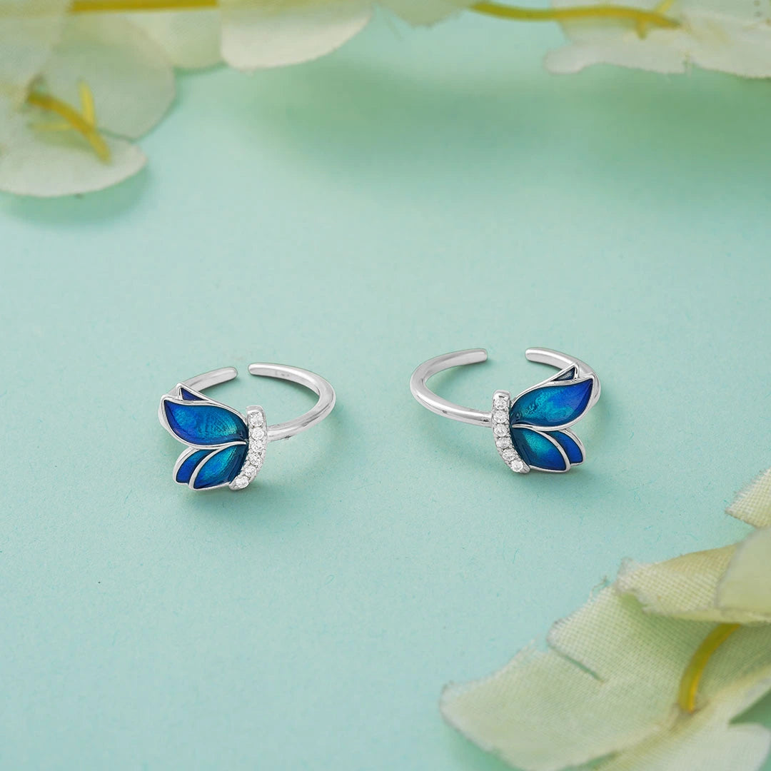 Blue butterfly silver metti for women